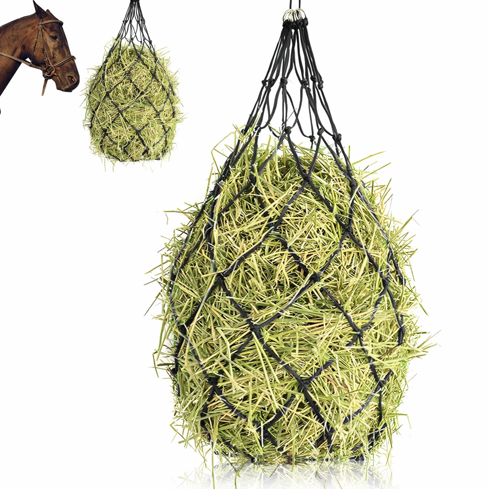 Red de Heno para Caballos, Dwafill Red para Heno - Malla 12,5 x 12,5 cm, Apto para Caballos Grandes, Apto para Pastos, Heno, Red de Heno para Caballos Prime, Ahorra En Costes de Alimentación (Negro)