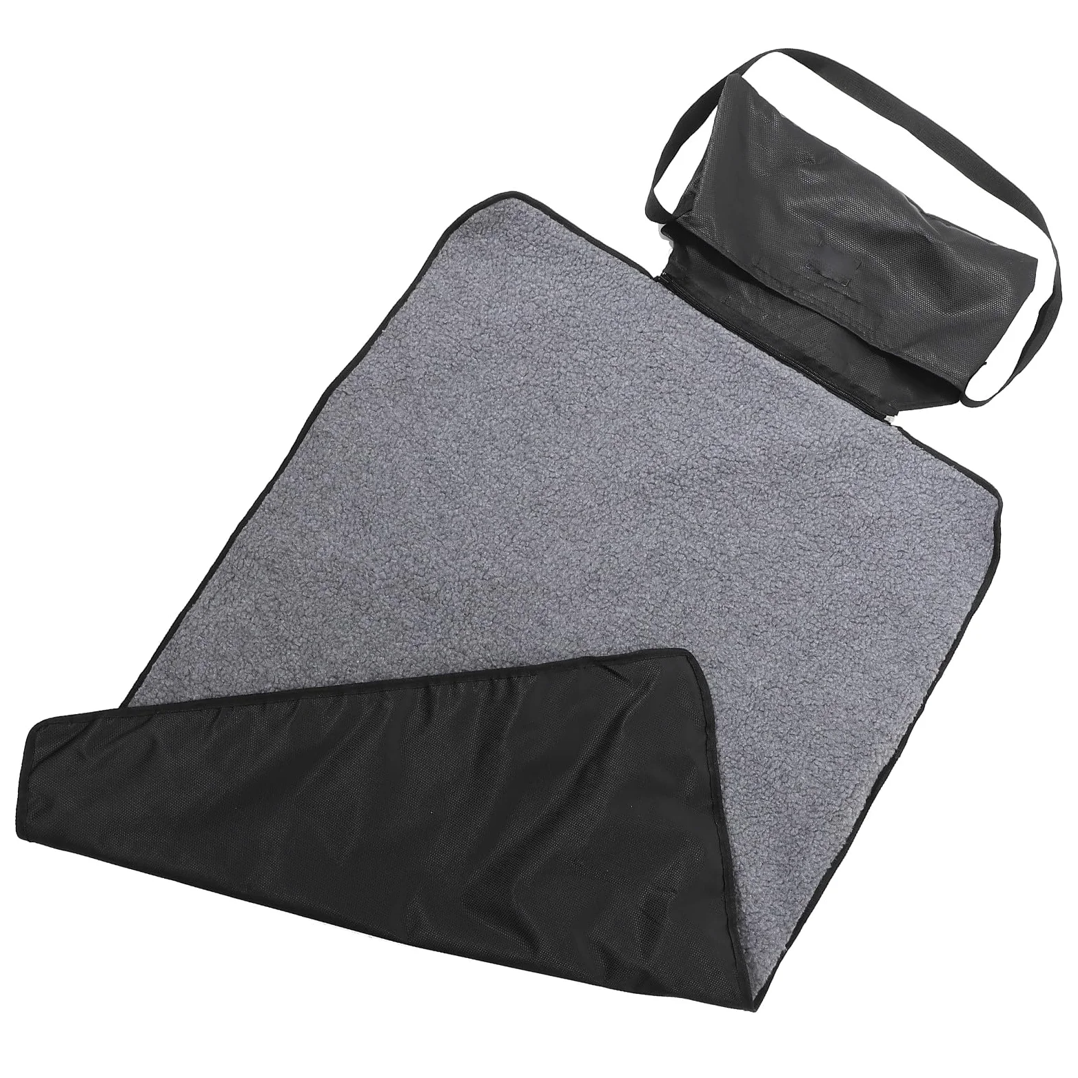 VALICLUD Manta Plegable para Mascotas Portátil, Negra, Rectangular de Lana | Uso Exterior Cama, Resistente al Agua, Incluye Bolsa Lateral Cremallera