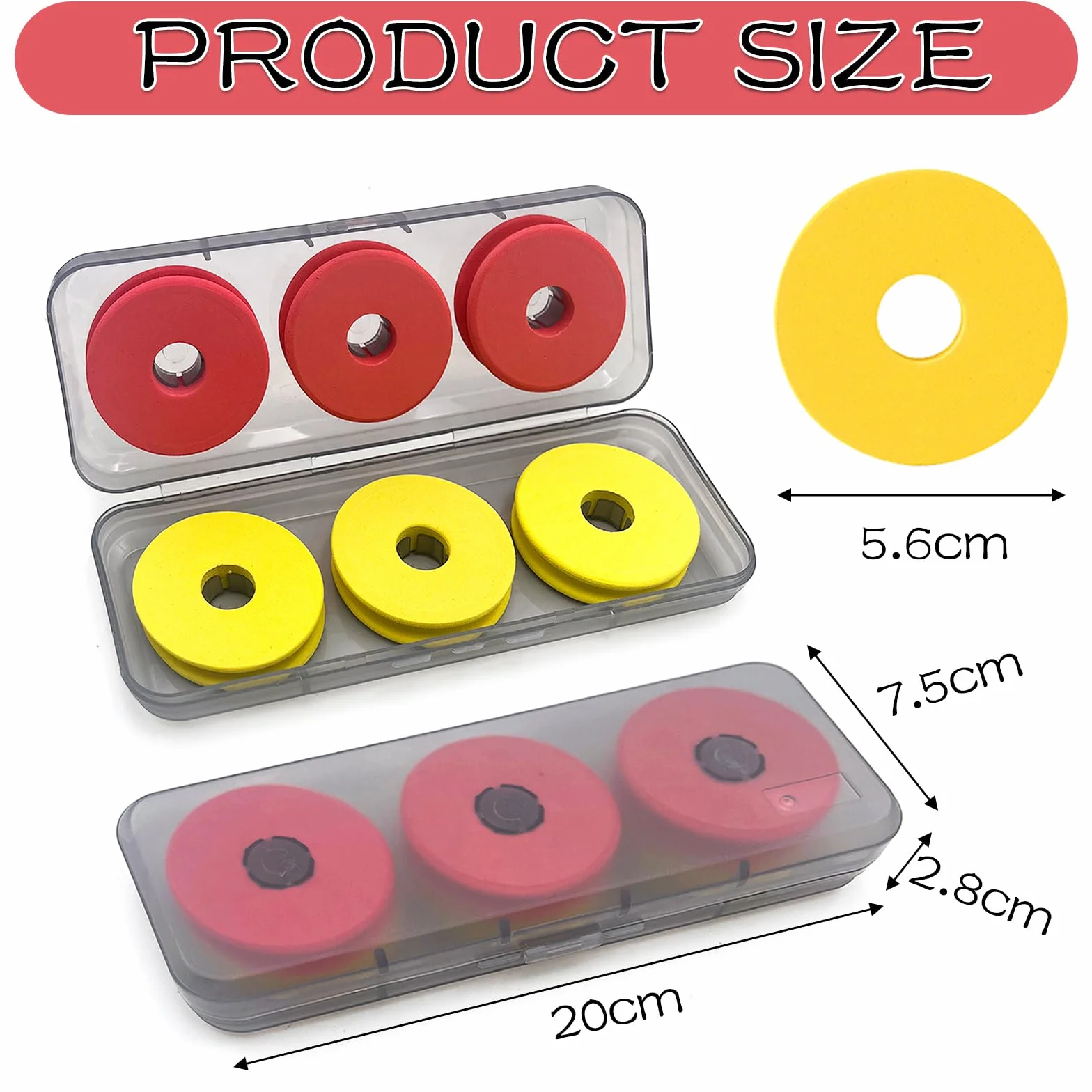 Carretes de Línea de Pesca de Espuma, 6 Piezas, Tabla de Bobinado para Almacenar Líneas y Accesorios (Rojo + Amarillo)