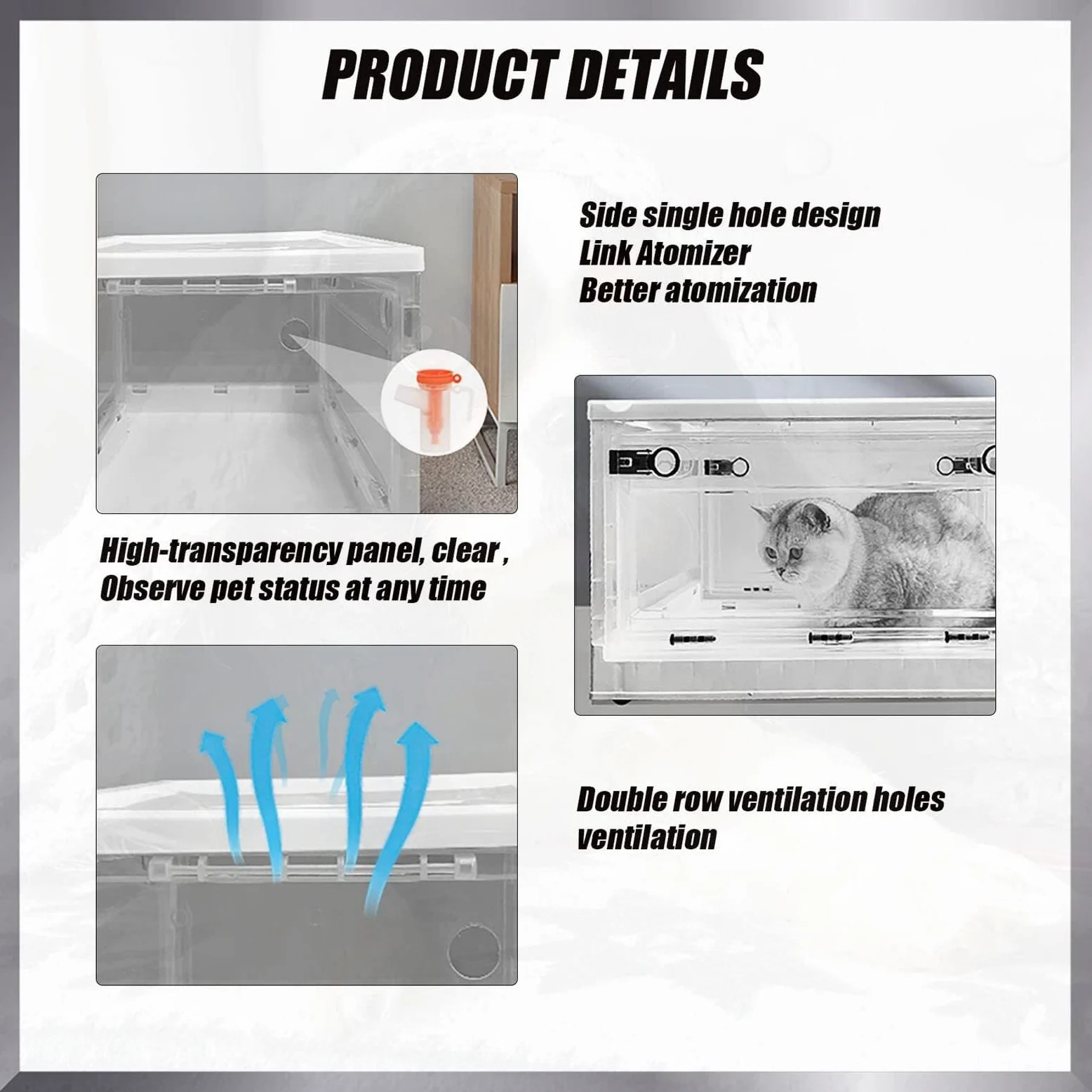 Incubadora eficaz de atomización para mascotas para tratamiento de respiración, ideal para perros, gatos, gatitos, caja de terapia de oxígeno para alivio de la tos y salud respiratoria, por Pet