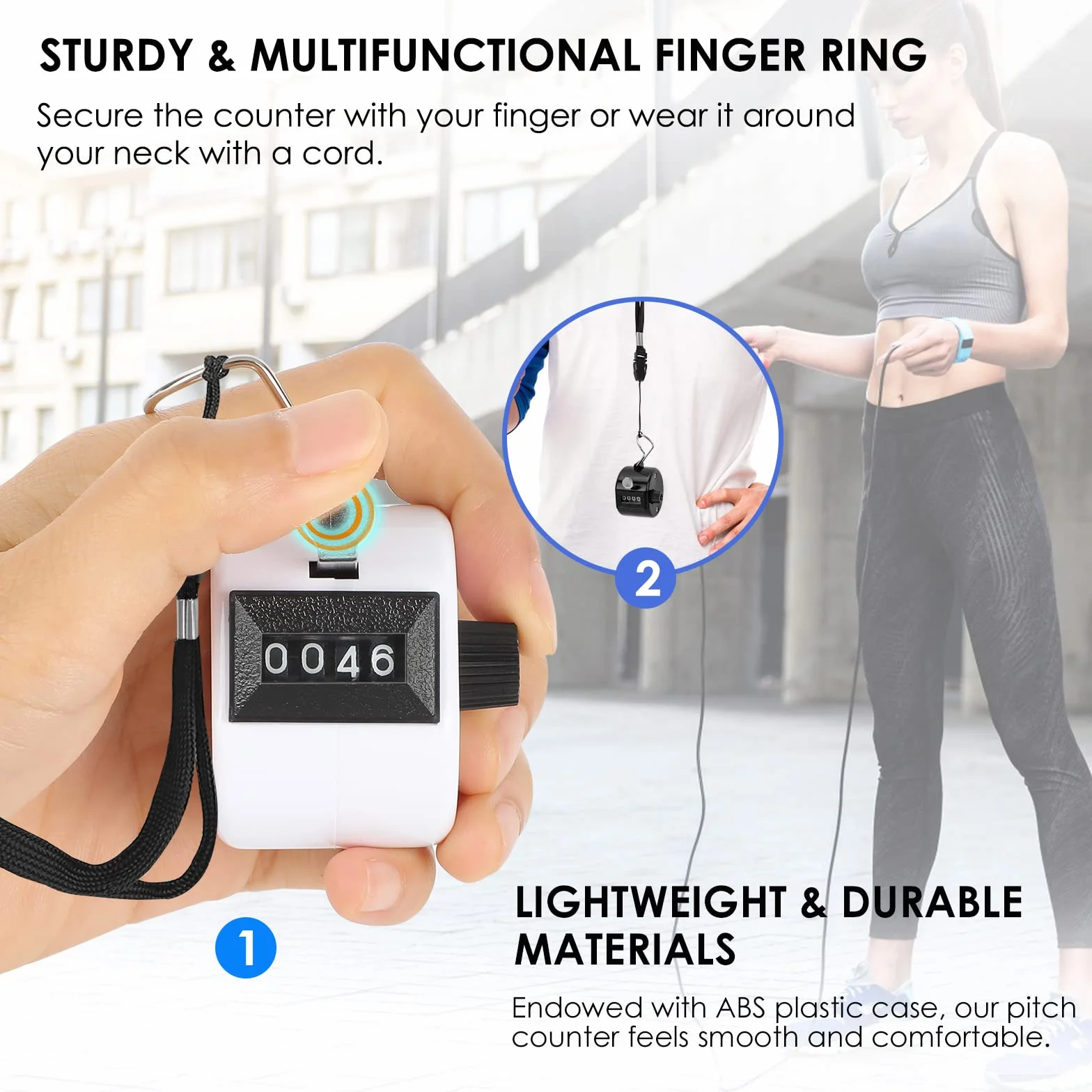 KTRIO Handheld Tally Counter 4-Digit Mechanical Clicker for Coaching Knitting Golf