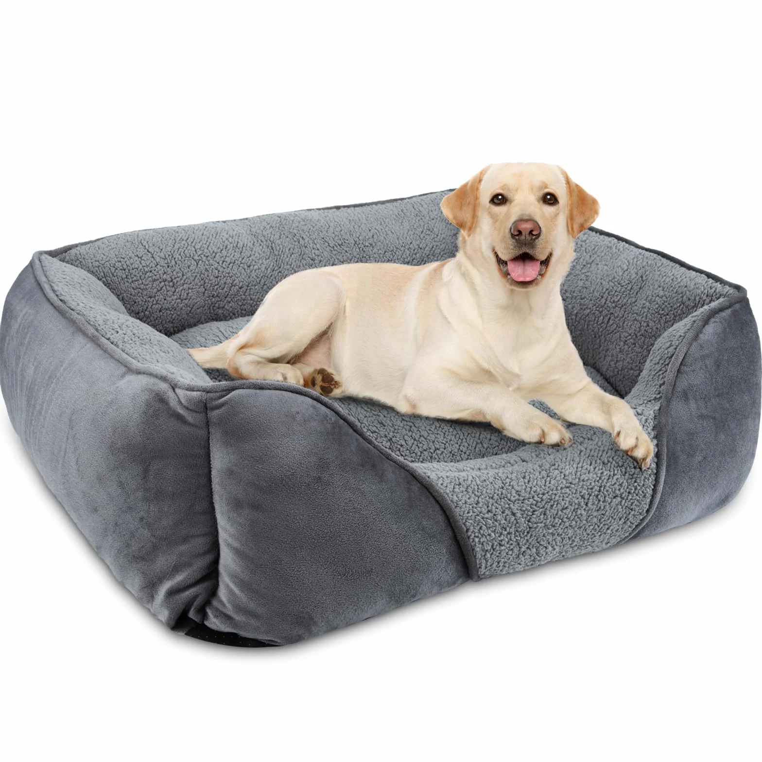 FURTIME Cama Perros Medianos, Cama Perro Lavable Esponjosa, Antideslizante Anti-ansiedad Camas para Perros Suave Transpirable Cómoda, 76x61x23cm