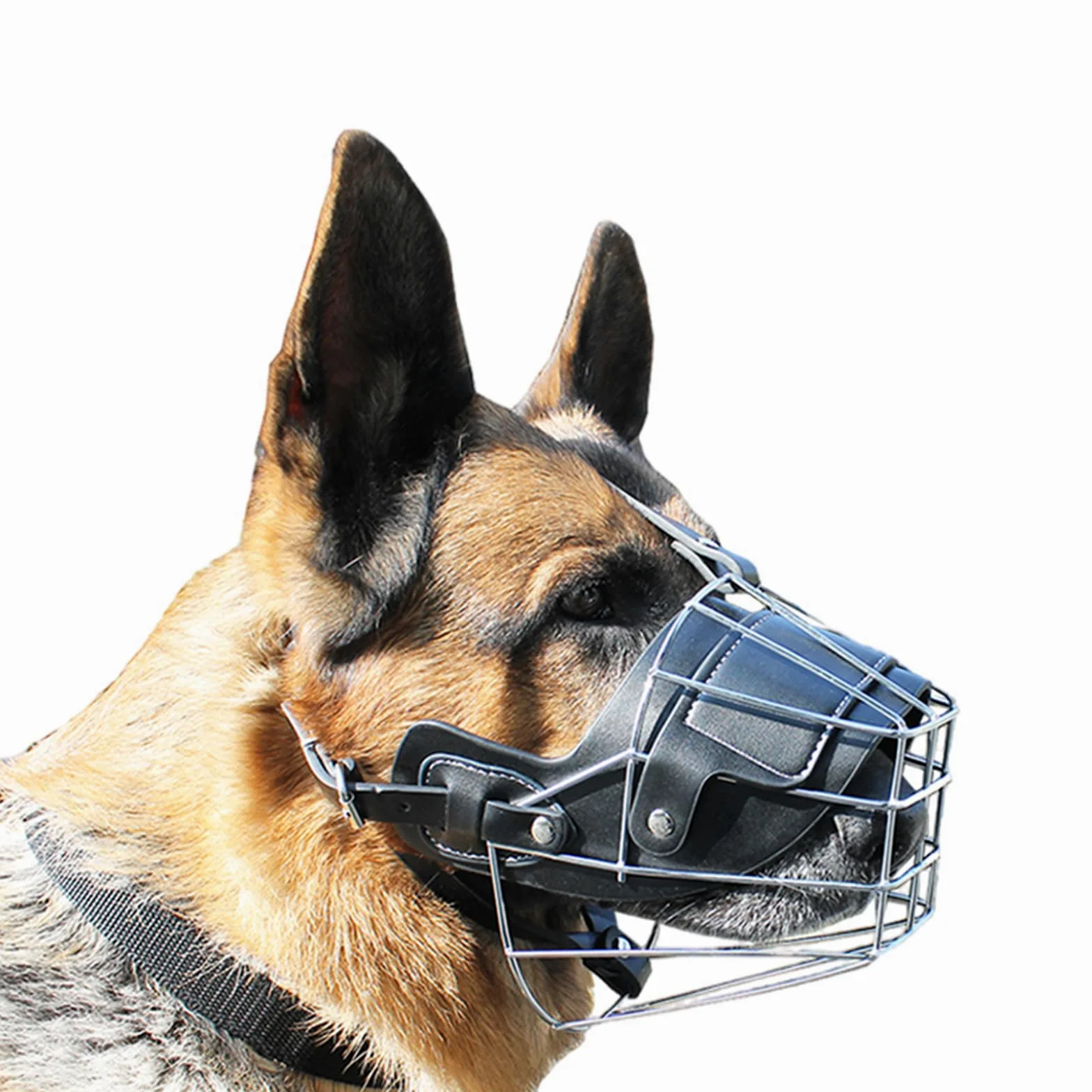 Bozal para Perros, Bozal de Alambre for Perro, Transpirable, Ajustable, metálico, Resistente a la abrasión(Black,XL)