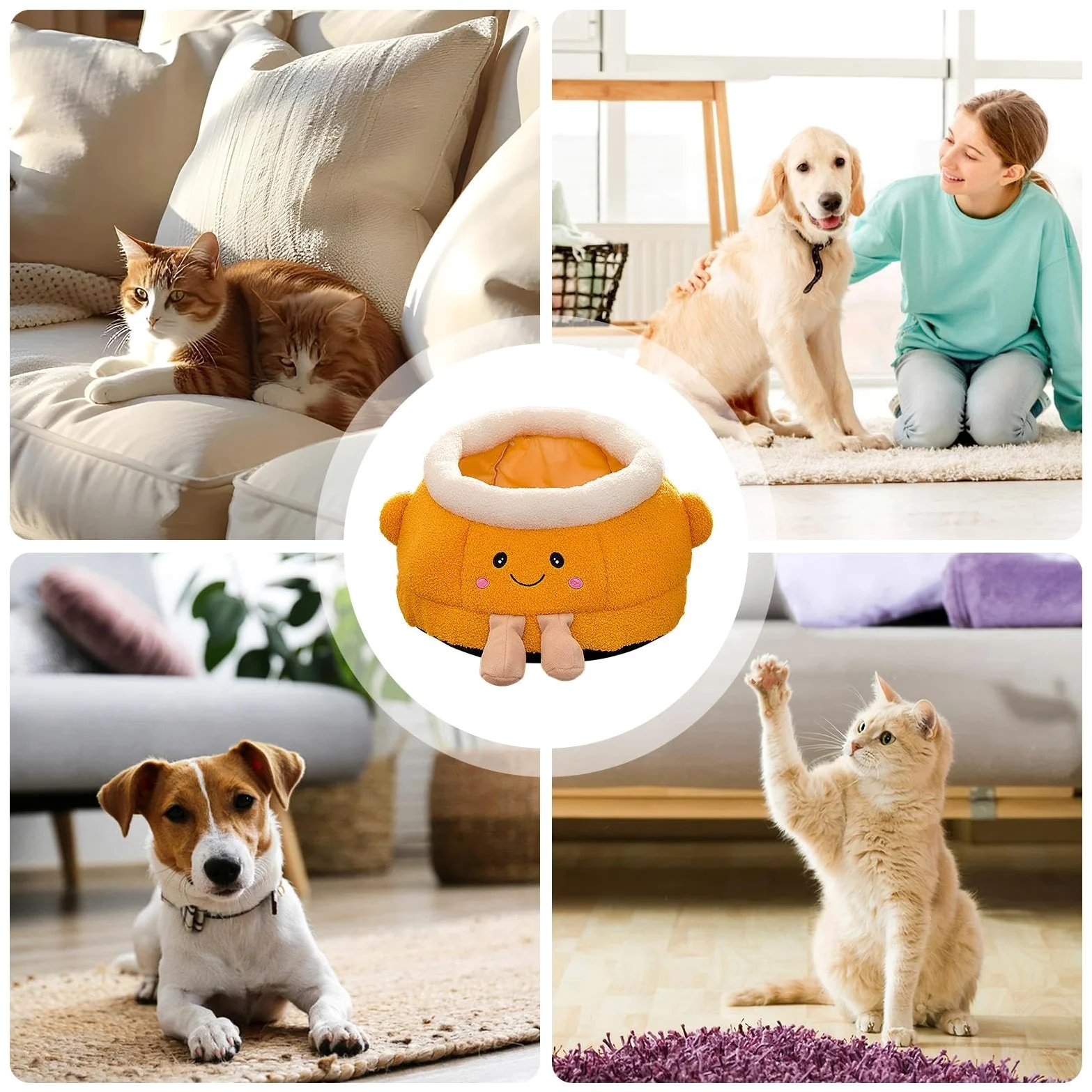 Cama Cerrada Gatos Suministros Para Perros Lindos Y De Naranja Cálido | Cama Cueva Para Gatos Para Exteriores Invierno Viaje Coche Camping Escritorio Mesilla Ventana Sillón Sofá Habitación
