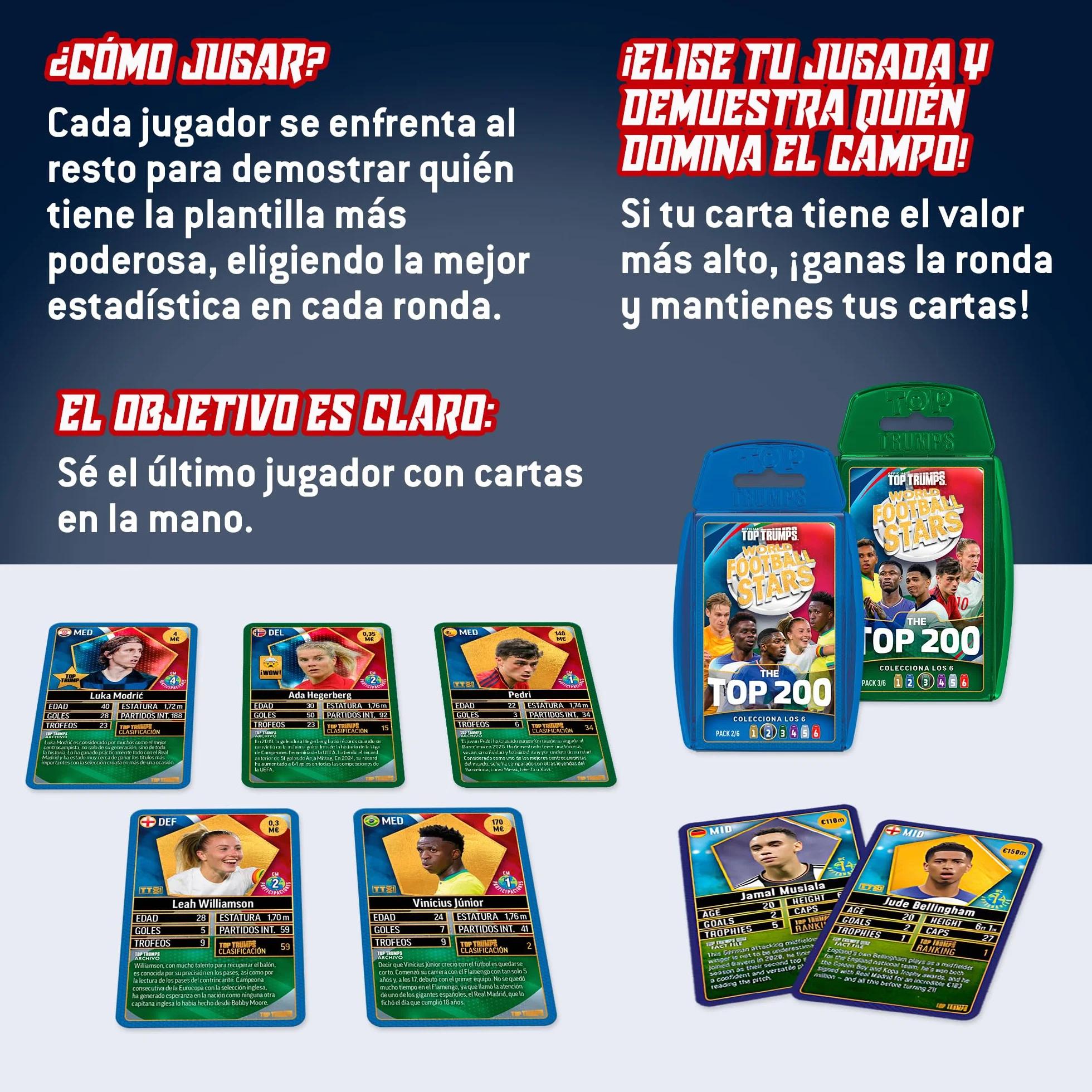 Bizak Futbol Mundial Top 200 Set Trading Cards Verde 34 Cartas Coleccionables Jugadores Top