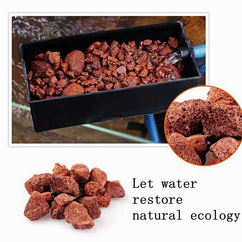 Medios de bio-filtro esfera de 400 g para acuarios marinos y de agua dulce, roca volcánica roja