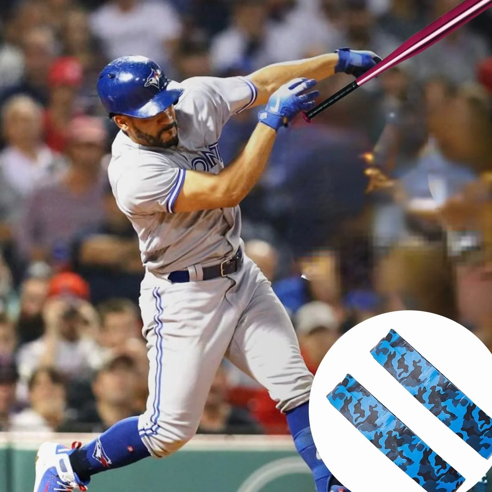 Empuñaduras de Bate de Béisbol 0,8 mm Cinta de Agarre de Camuflaje Azul para Béisbol Raqueta Tenis Bádminton