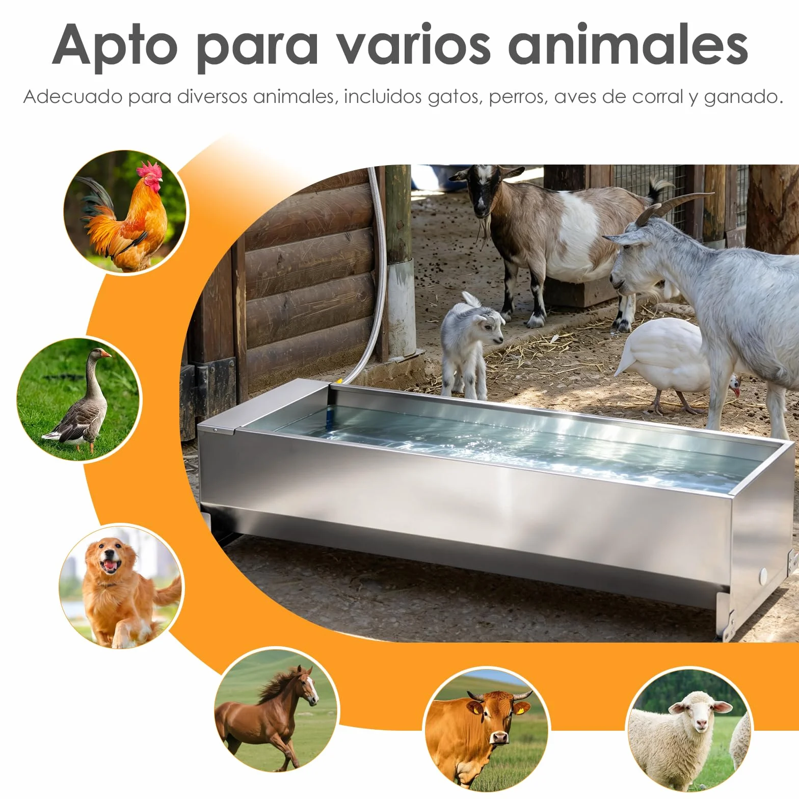 50 litros Bebedero con Válvula Flotante 1/2 Pulgada, Bebedero Automático con Kit de Conexión, Bebedero Flotante con Soportes, Bebedero para Caballos, Cabras, Ganado, Ovejas, Perros