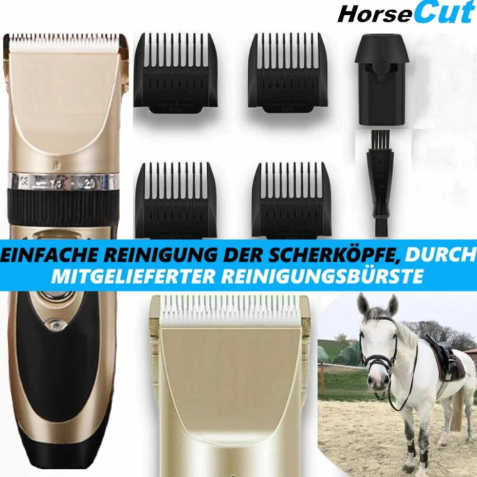 Horzecut - Cortapelos para caballos, extremadamente silencioso, con batería, cortapelos de caballos, manejable y ligera