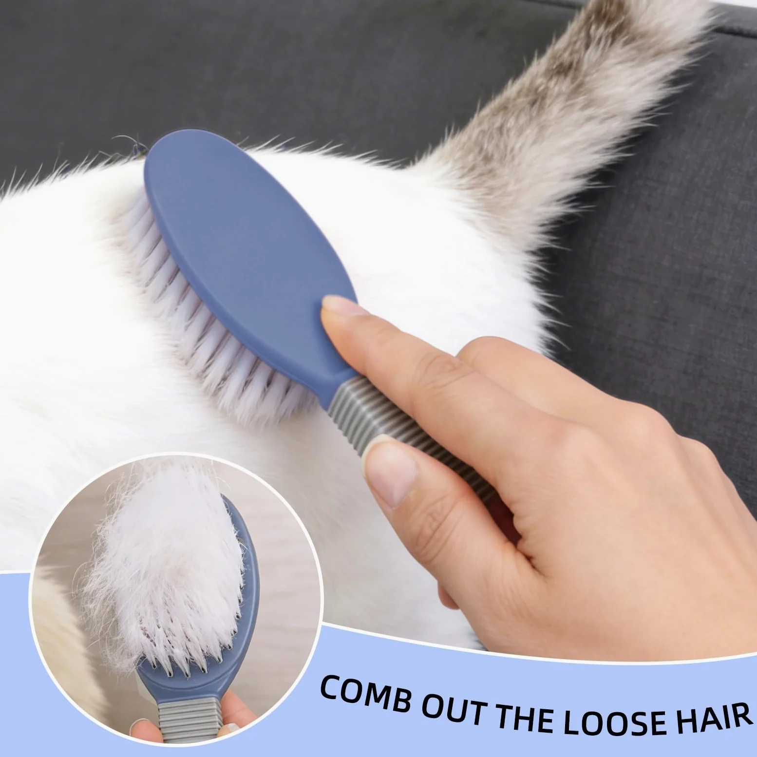 Cepillo para mascotas para perros y gatos de pelo corto, cerdas suaves y firmes, cepillo para desprendimiento, elimina el pelo suelto, el polvo y la suciedad