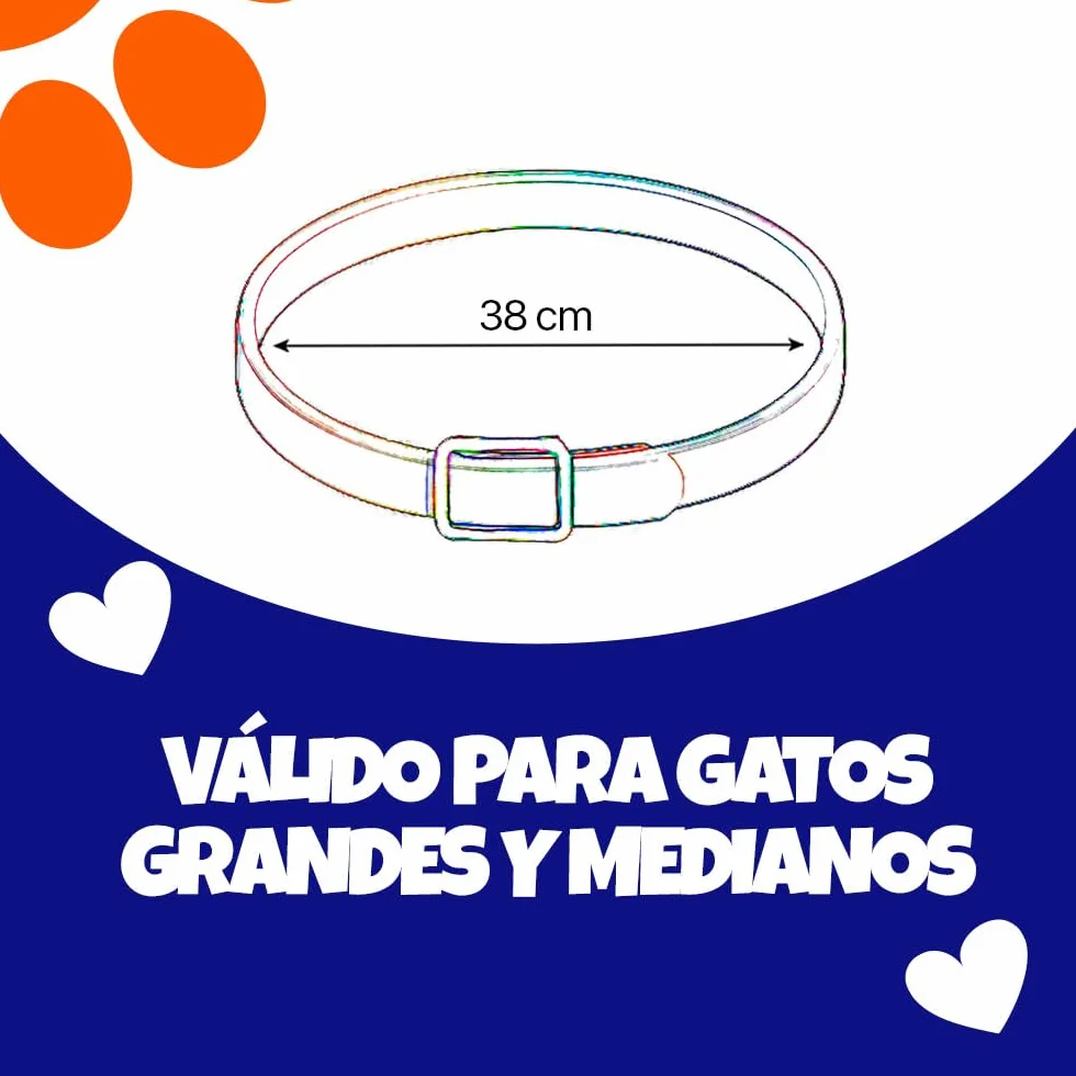 Collar Antiparasitario Gatos - 100% Natural – Protección 8 Meses contra Pulgas, Garrapatas, Mosquitos & Piojos – 38 cm, Impermeable y Ajustable, Uso al Aire Libre (Morado)
