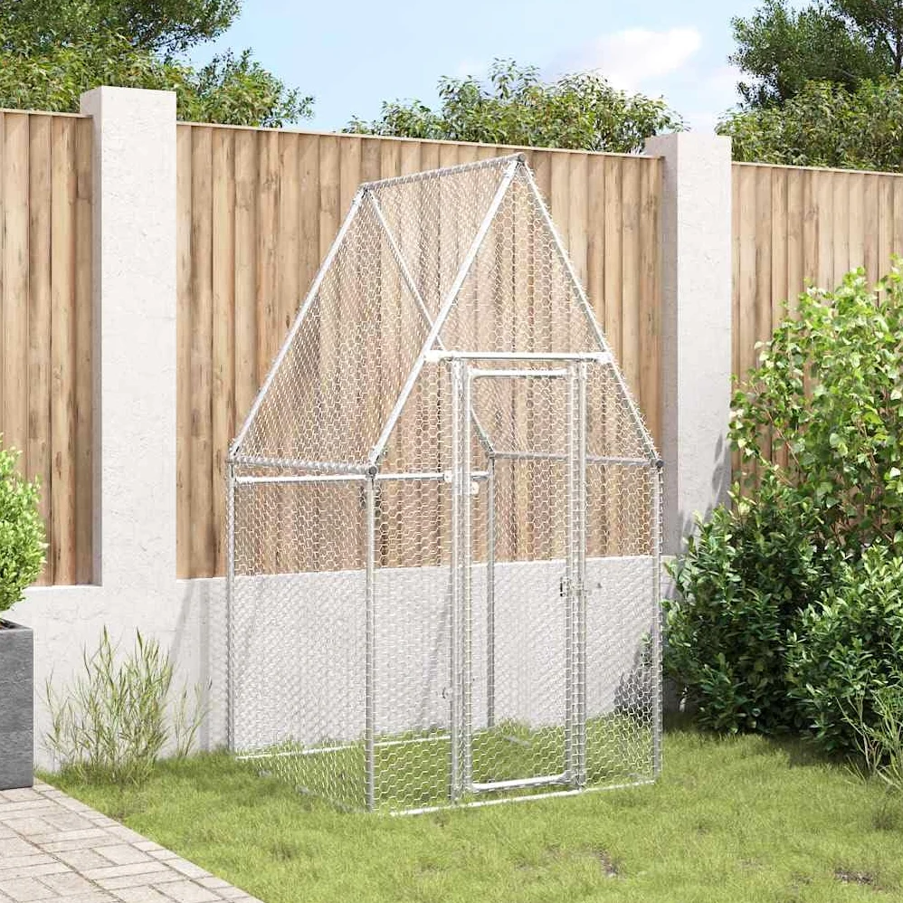 Jaula para gallinas, 100 x 100 x 190 cm, de acero galvanizado, gallinero exterior para aves de corral, patos y animales pequeños, recinto para gallineros con puerta con cerradura