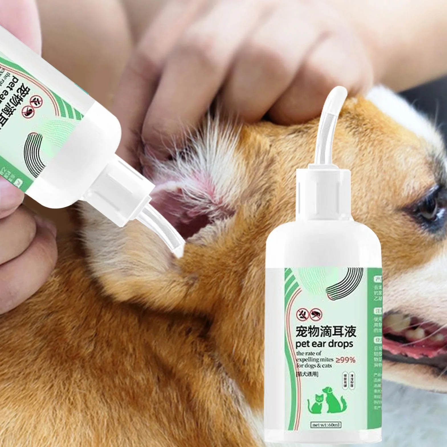 Gotas Óticas para Gatos,Solución Limpiadora para Oídos | Líquido Relajante De 60ml Control Olores Reduce Suciedad Cera Lavado Cachorros Garrapatas