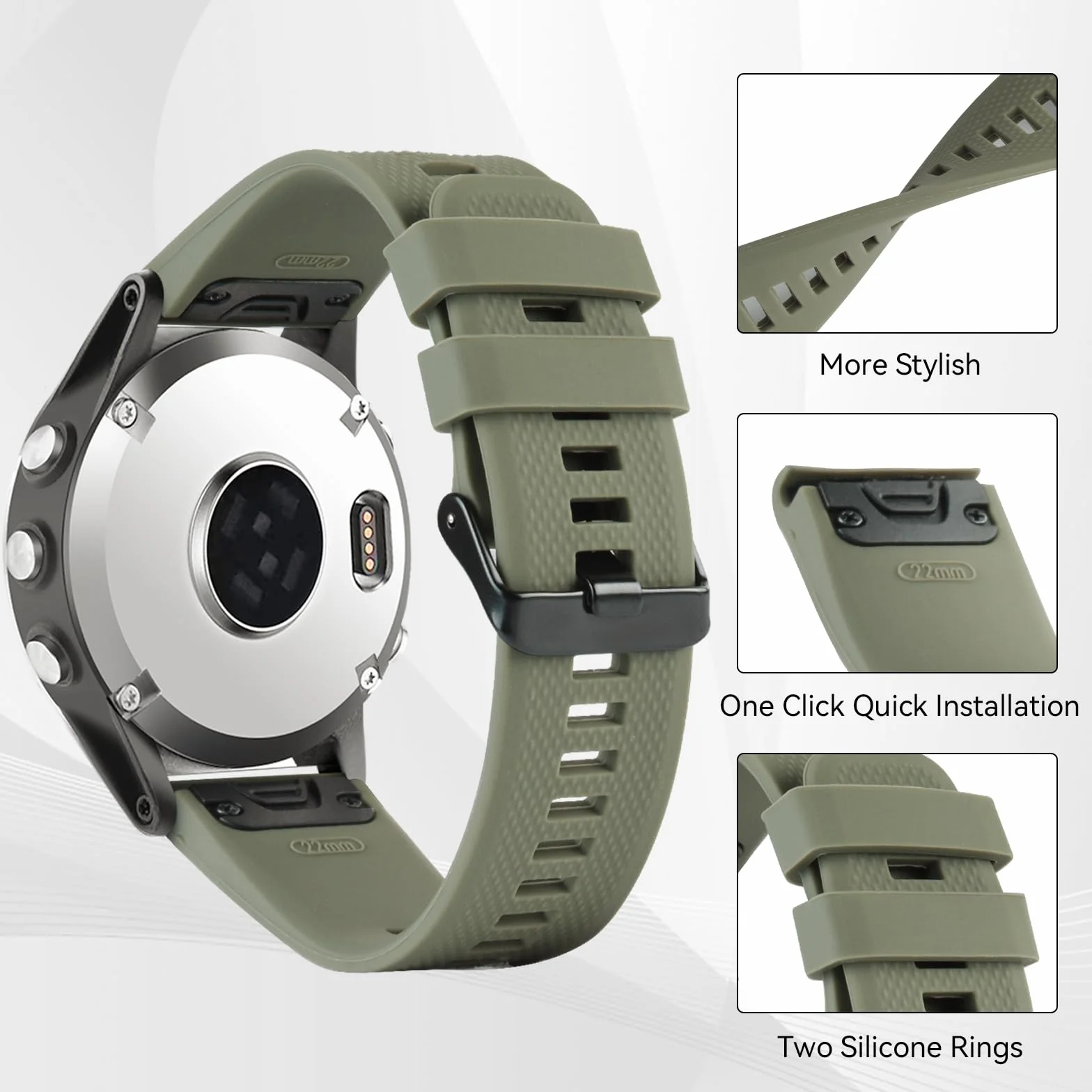 aceyoon 22mm Quickfit Silicona Reemplazo Correa para Garmin Quatix 7 Pro Fenix 7 6 5 Instinct Forerunner 935 945 Approach S60 S62 Descent G1
