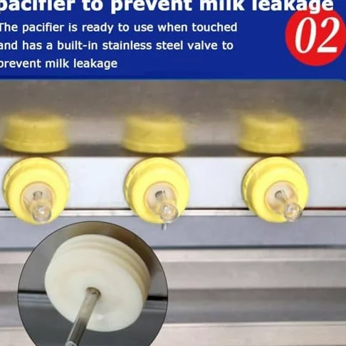 Alimentador automático de biberones con base de acero inoxidable, ideal para el cuidado de lechones y corderos