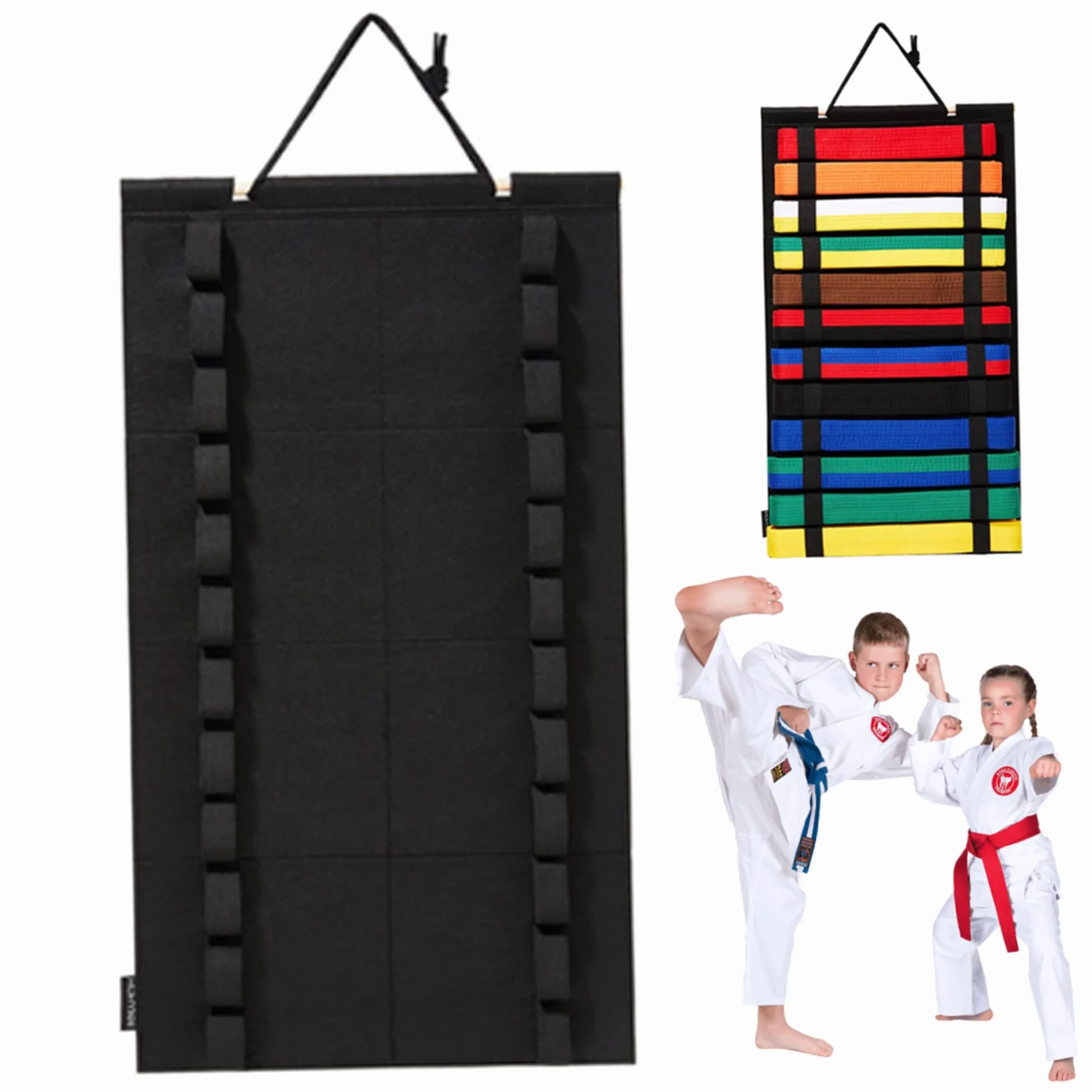 Soporte de cinturón de karate colgante de pared, exhibición de cinturones de artes marciales, contiene 12 cinturones