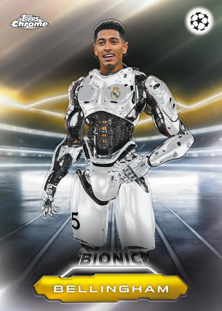Topps Chrome UEFA Club Competitions 2025-26 Caja de valor 7 paquetes 4 tarjetas