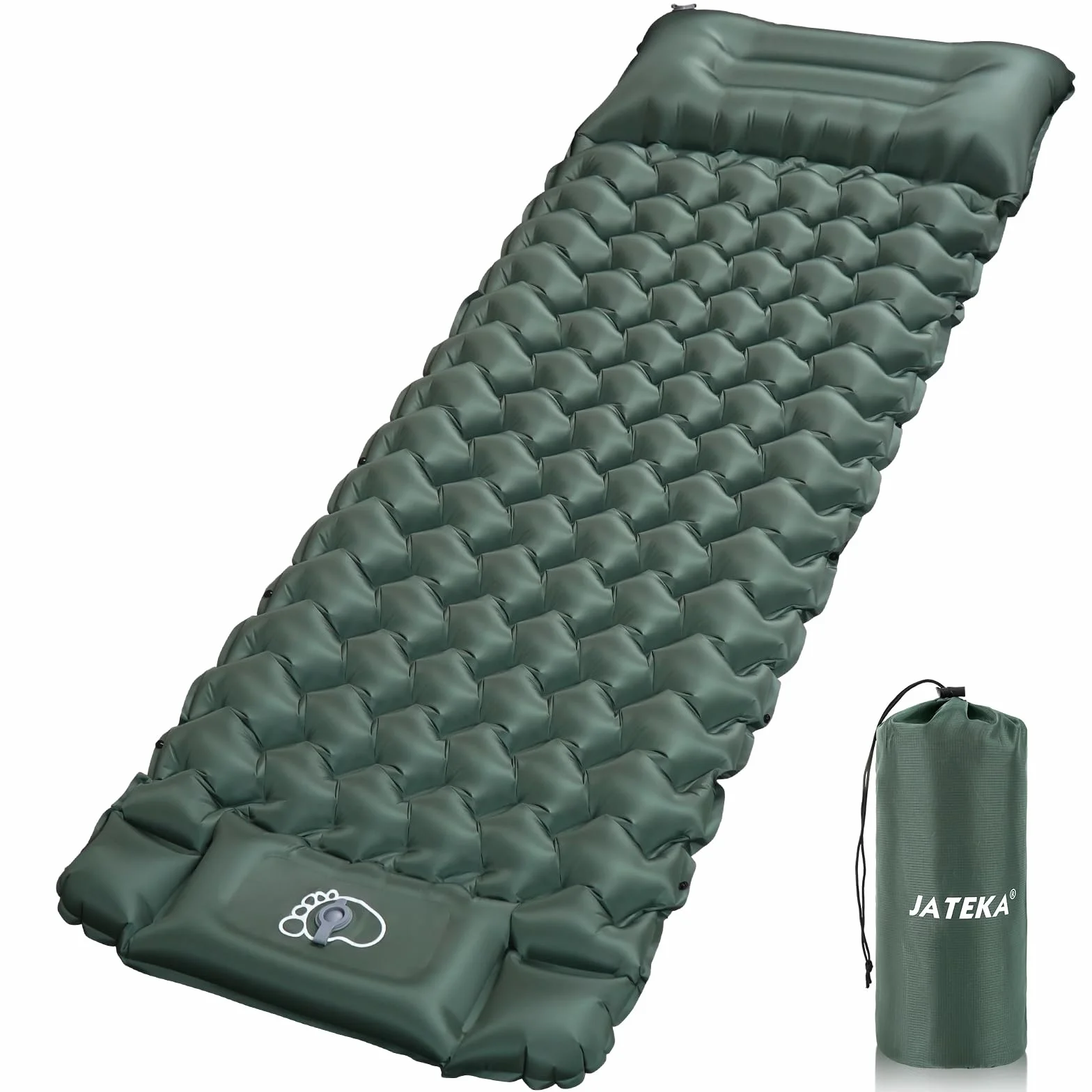 JATEKA Esterilla Camping Inflable Autoinflable Individual con Bomba de Pie y Almohada