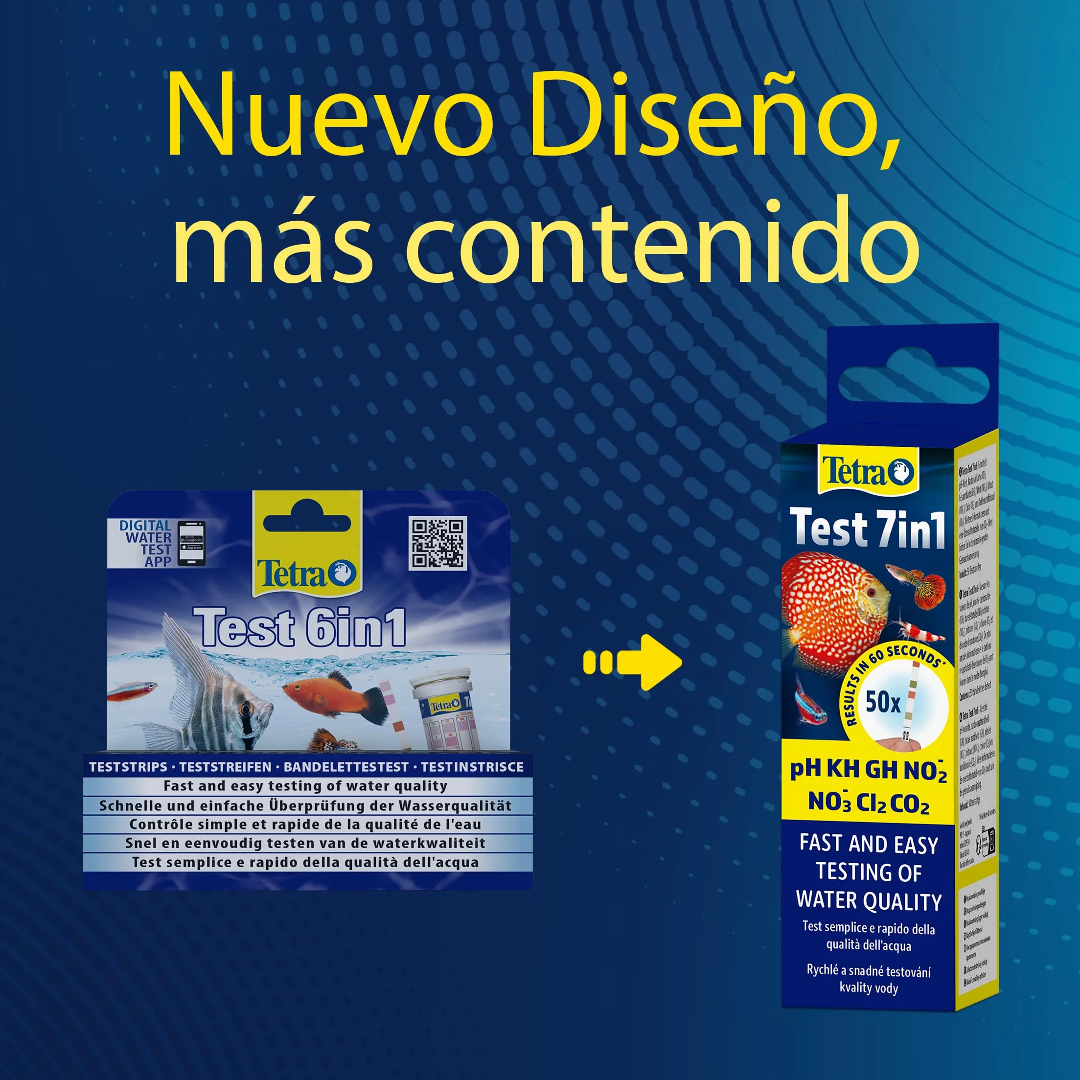 Tetra Test 7in1 - Test de agua para acuarios, control rápido y sencillo de la calidad del agua, 1 paquete (50 tiras reactivas)