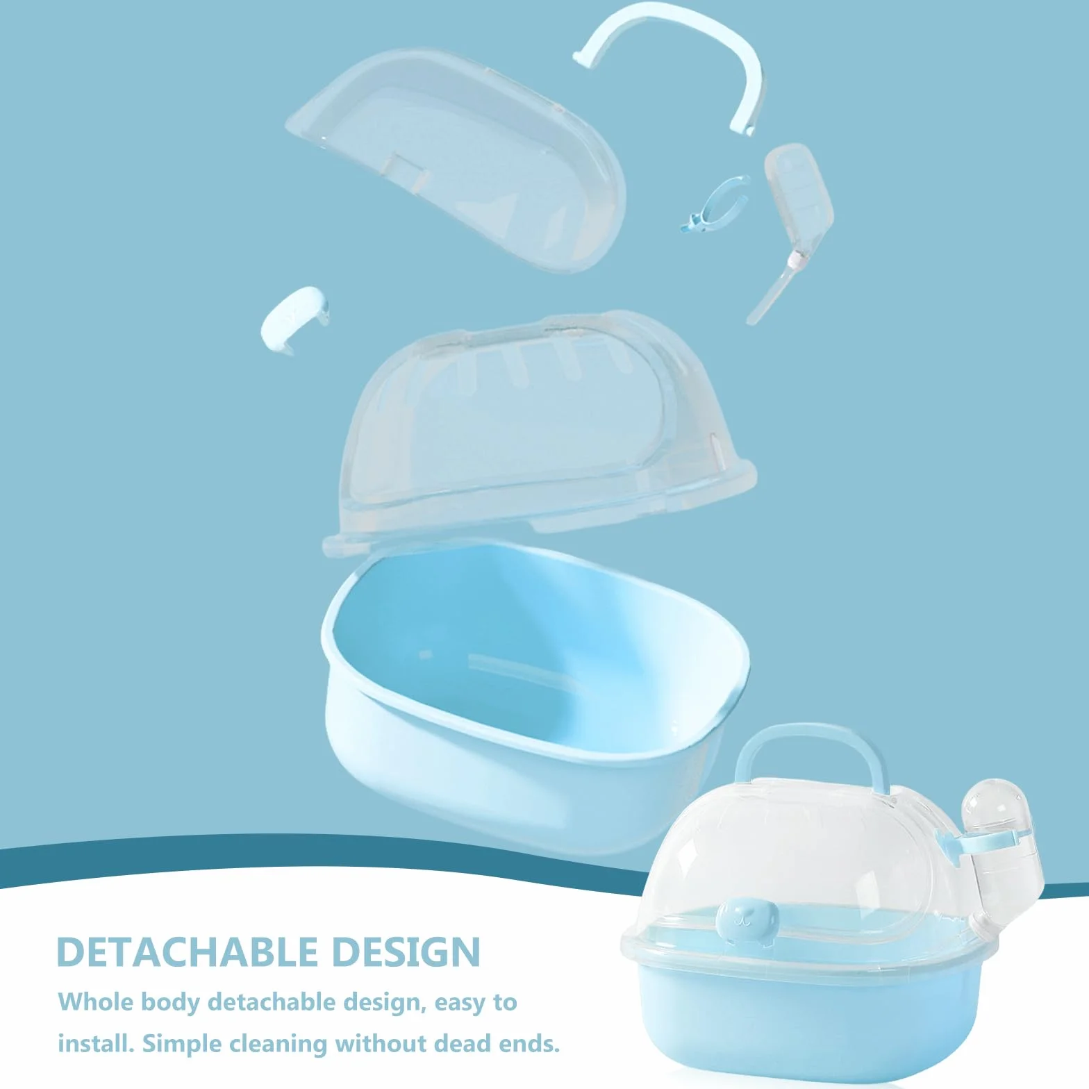 Transportbox Hamster con botella de agua, 20 x 18 x 19 cm, portátil, para animales pequeños, jaula de transporte con ranuras de ventilación, caja de viaje, jaula de transporte para jerbos, ratones