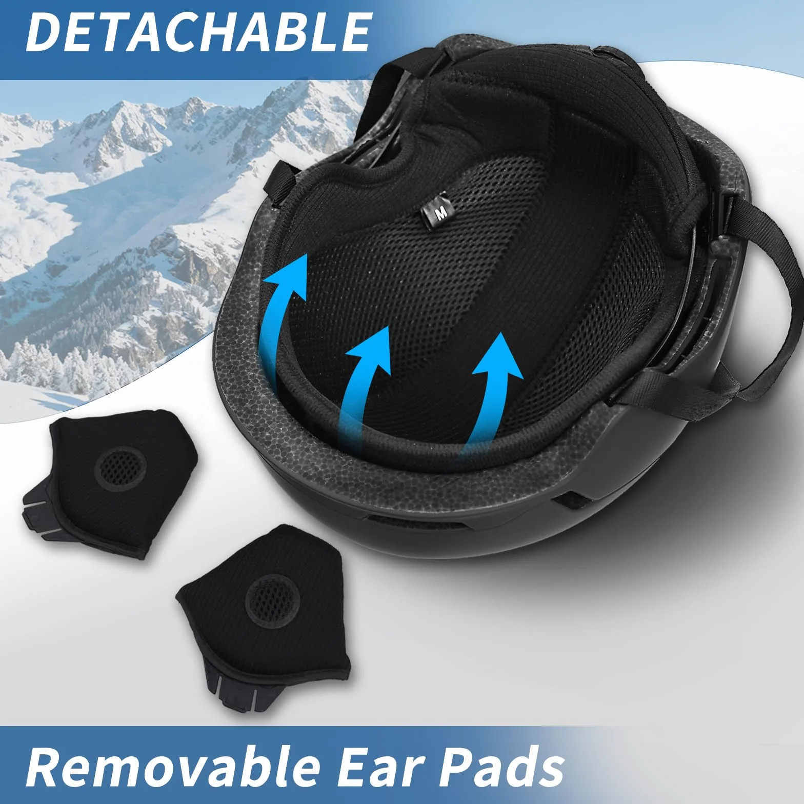 Casco de Esquí Kit con Gafas de Esquí, Capucha Transpirable UV, Orejeras Extraíbles para Hombre Mujer