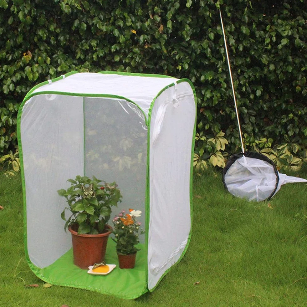 Hábitat portátil de Caterpillar, Jaula de hábitat de Insectos y Mariposas, Jaula de cría Duradera y Grande Jaula de cría ventilada, para Cultivar Insectos en el Patio(40 * 40 * 60cm)