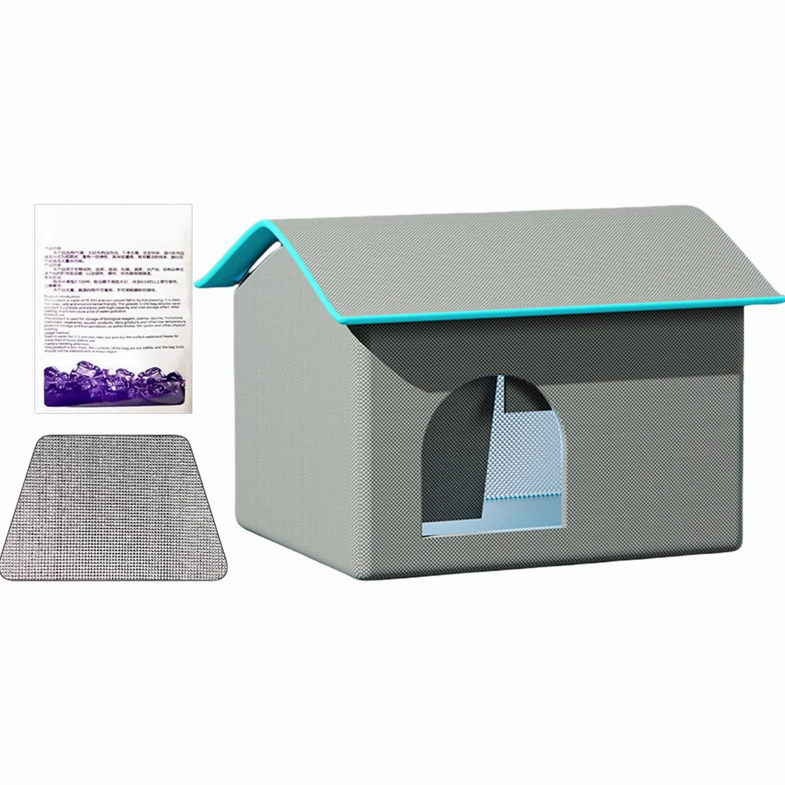 Casa Aire Acondicionado para Gatos, Resistente a Mordeduras, Resistente al | agua, Enfriamiento A Largo Plazo, Cueva para Mascotas con 9 Bloques de Hielo para Cachorros, Casa Refrescante para Gatos