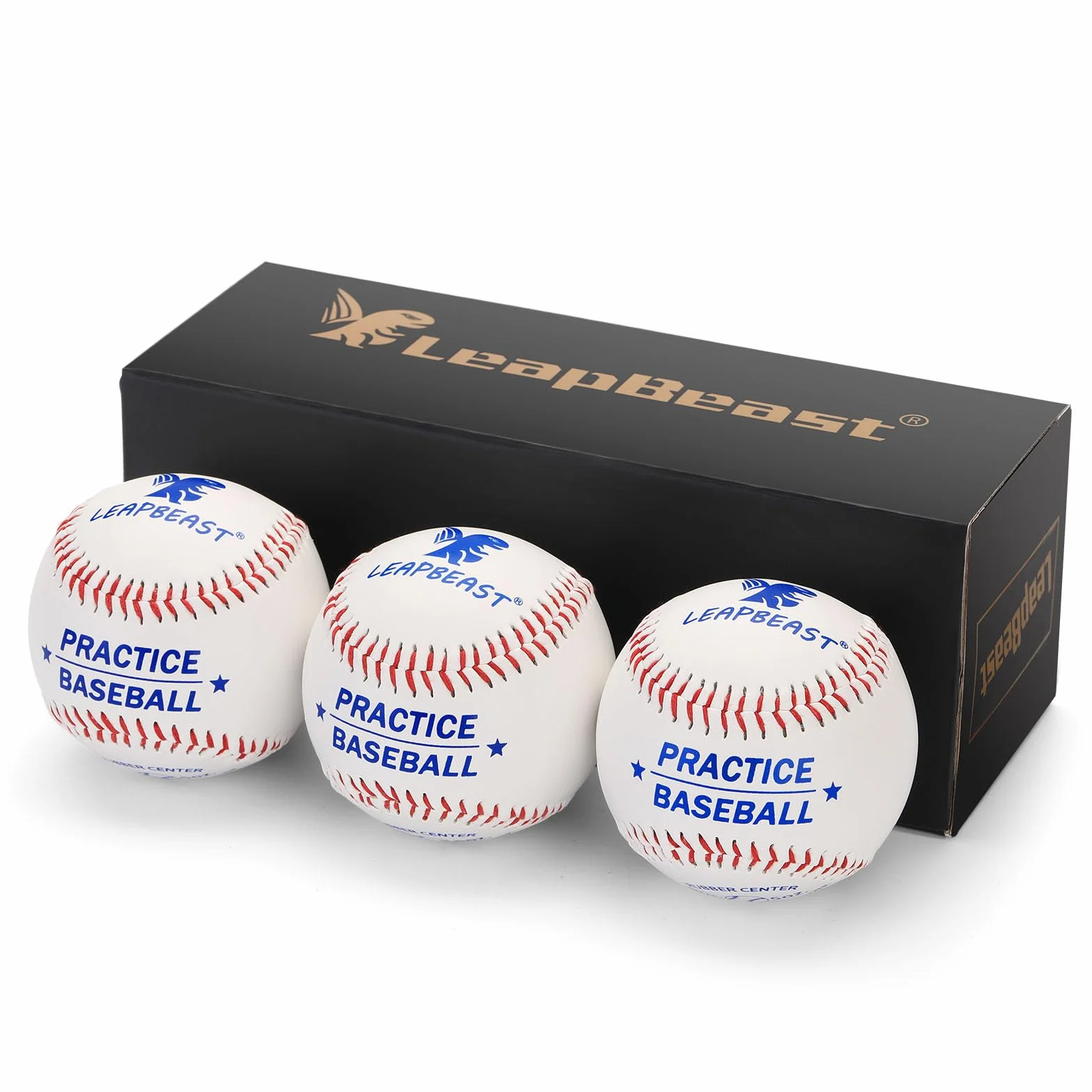 LeapBeast Pelotas de Béisbol Profesionales 9", PU Cosido a Mano, 3 Piezas, Dura/Blanda