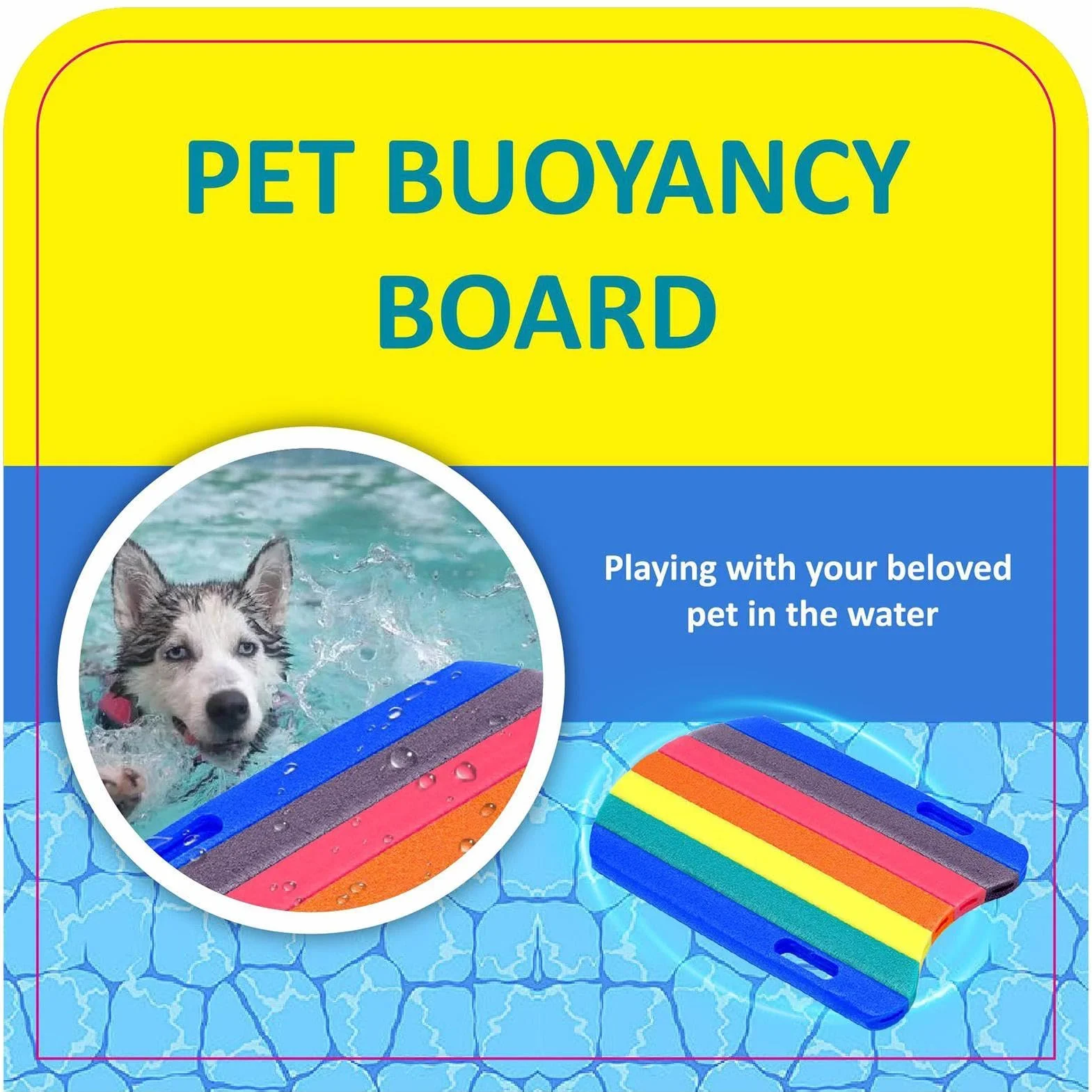 Swim Kick Board Training Aid, High Buoyancy Foam Swimming Practice Board, Portable Water Float Support, 18.5x11.42x0.98in