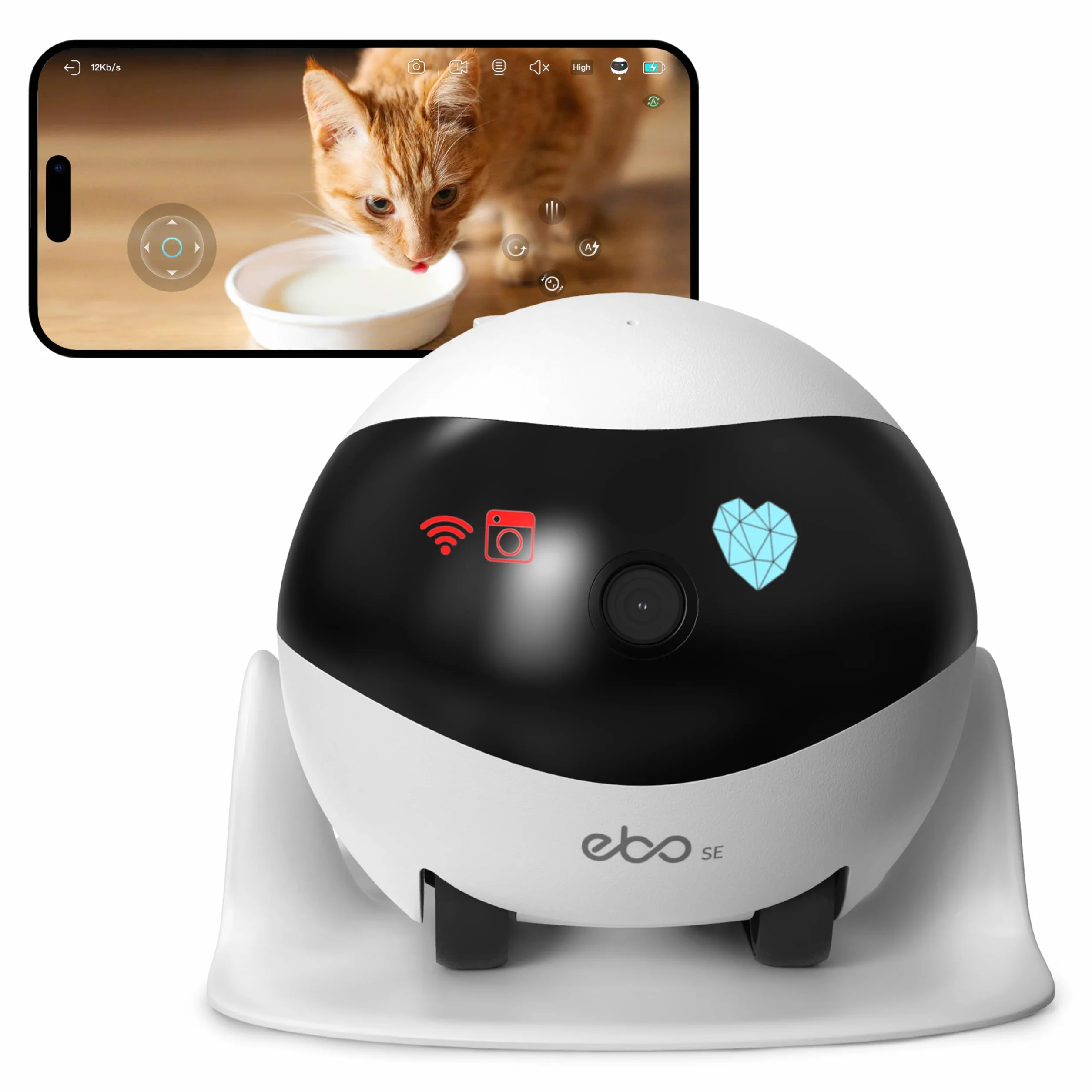Enabot Móvil Cámara de Vigilancia WiFi Interior inalámbrica,1080P FHD Cámaras de Vigilancia,Visión Nocturna,Audio Bidireccional,Detección de Movimiento,Control Remoto,óptima para Bebé/Mascota/Anciano