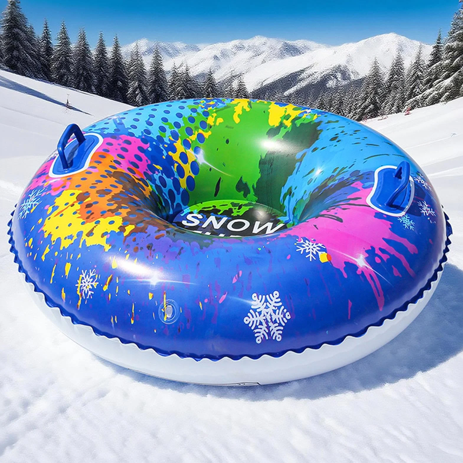 Trineo inflable 87 cm PVC pared gruesa neumáticos nieve niños asas tubo nieve pesado familias