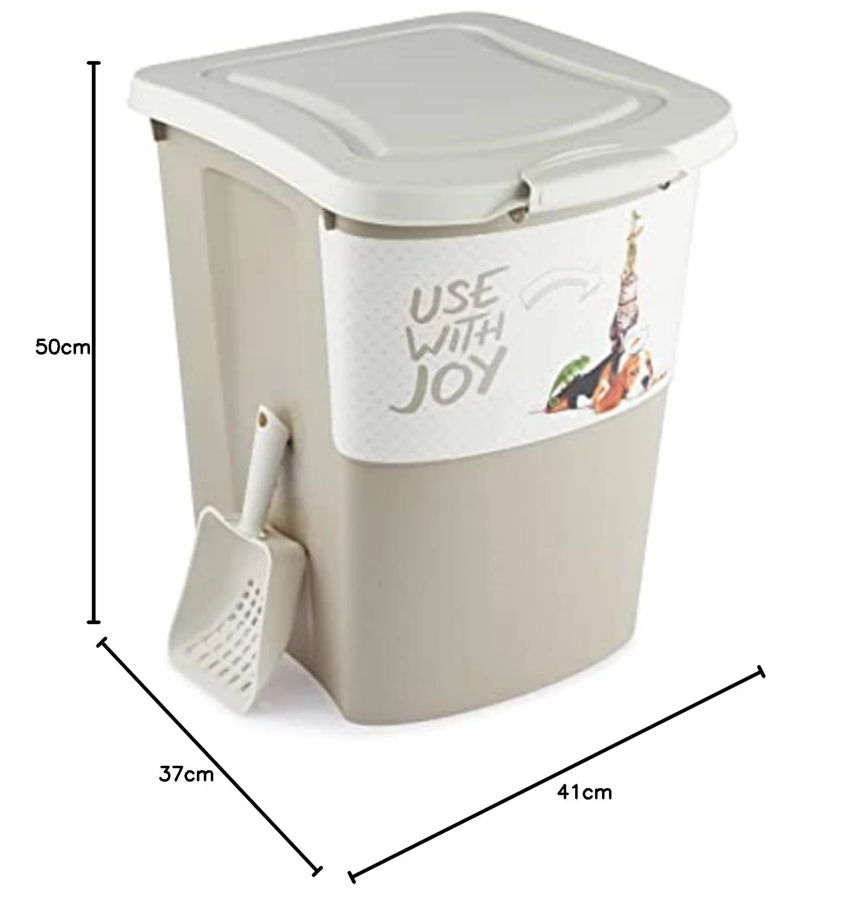Rotho Archie Contenedor de comida para mascotas 38l con tapa, Plástico (PP) sin BPA, multicolor, 38l (41.0 x 37.0 x 50.0 cm)