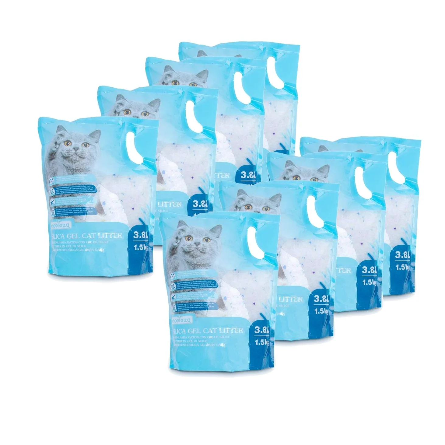 Nobleza - 30.4L Arena para Gatos de sílice Camada para Gatitos de Gel de Diamante Absorbente, Cómodo Biodegradable