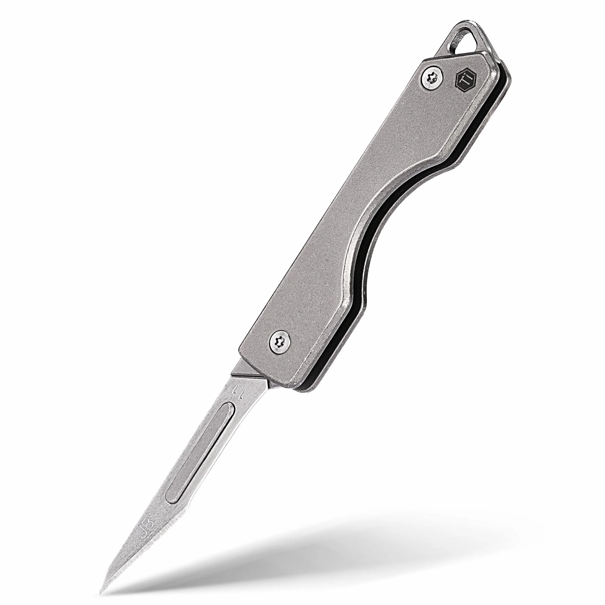 KeyUnity Cuchillo plegable de titanio KK01S EDC con hoja reemplazable