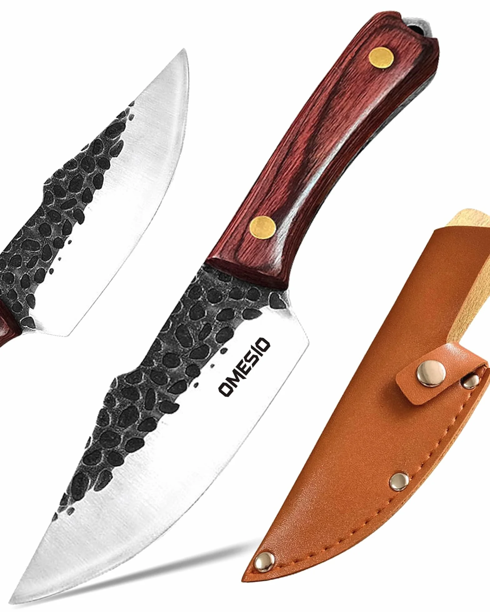 Cuchillo Bushcraft al aire libre, hoja templada, compacto