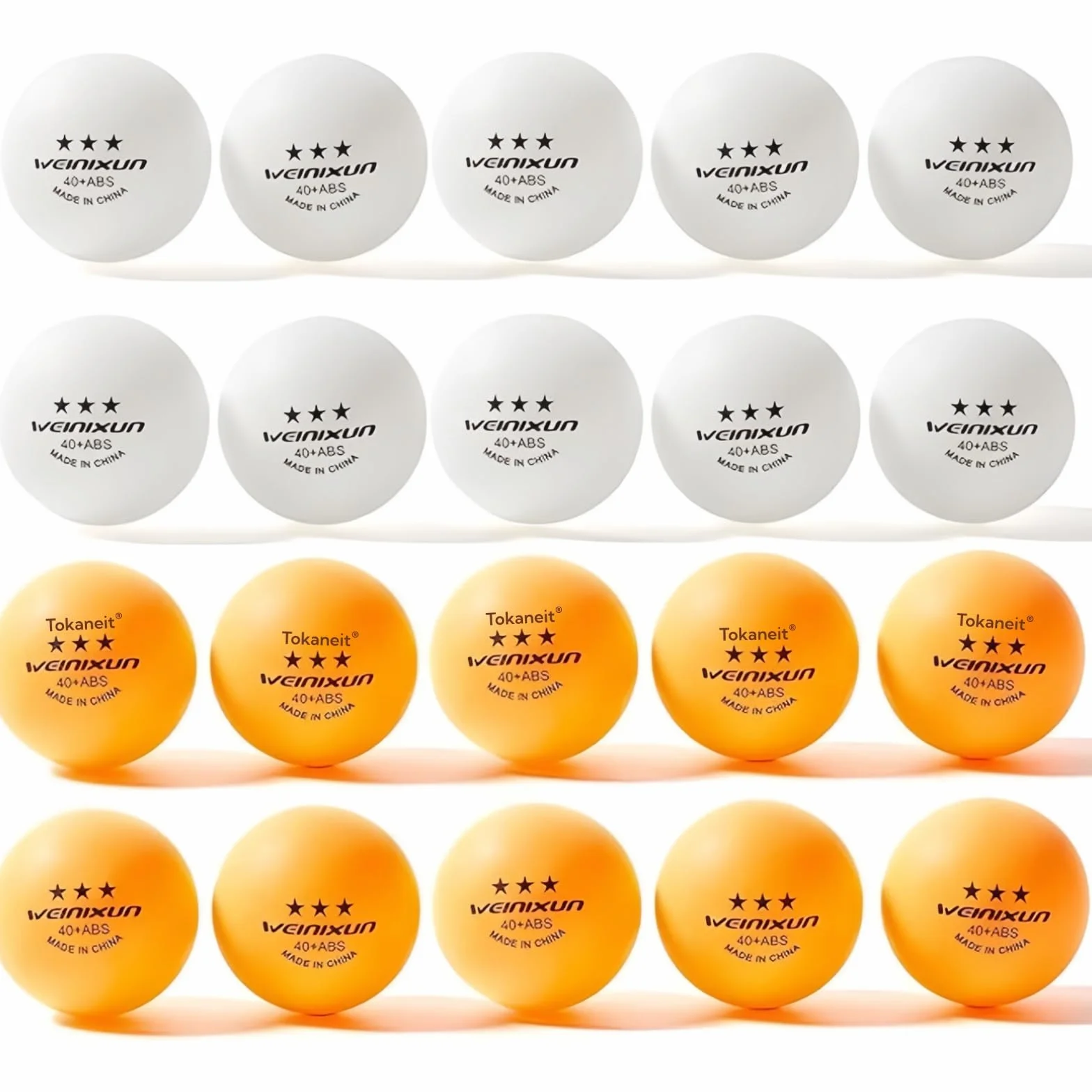 Tokaneit Pelotas de Tenis de Mesa 20 Piezas 3-Star 40mm Entrenamiento Colores Mezclados