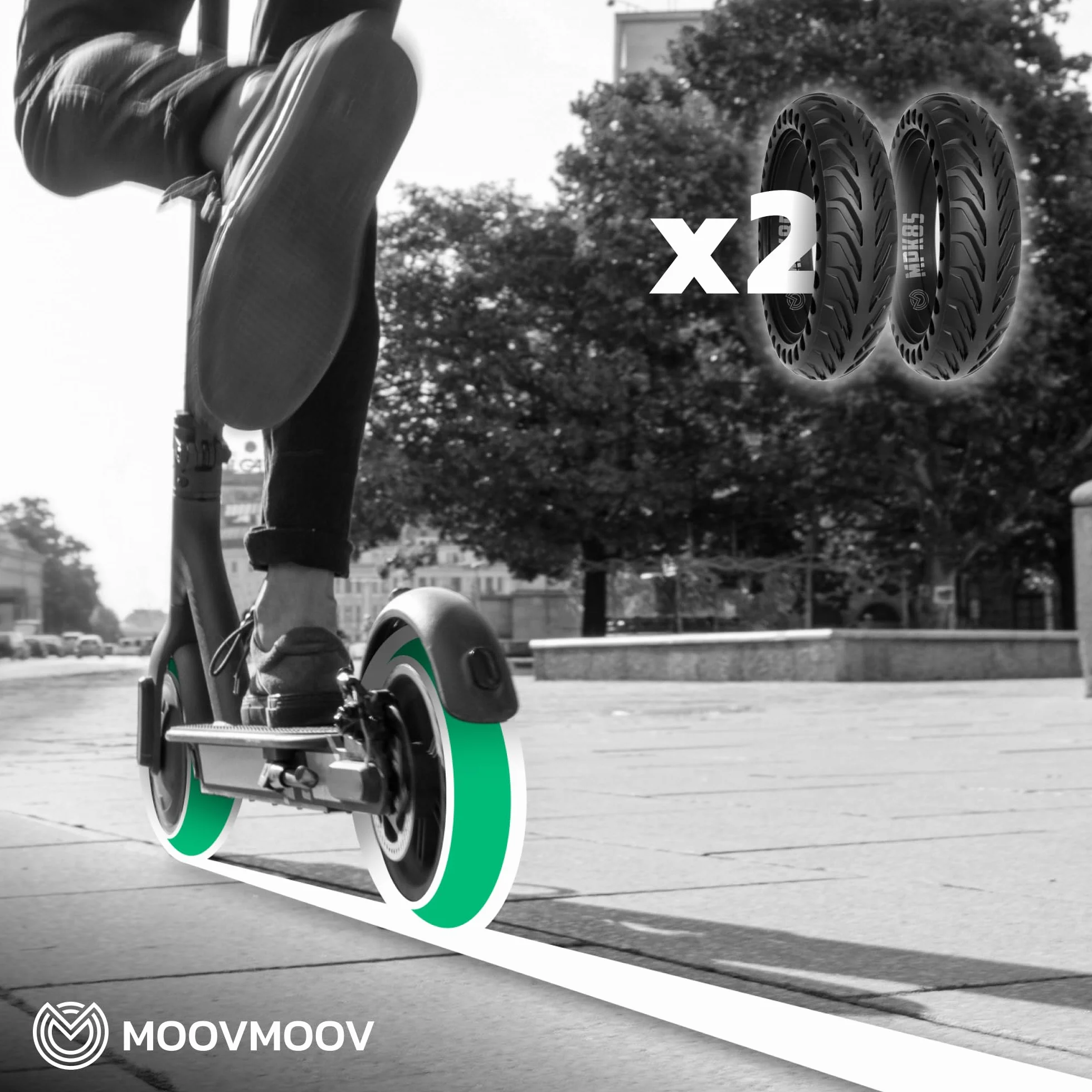 MOOVMOOV Ruedas Macizas 8,5 Pulgadas Antipinchazos para Patinete Xiaomi M365 Pro Pro 2 Essential Light 1S Mi 3 Cecotec