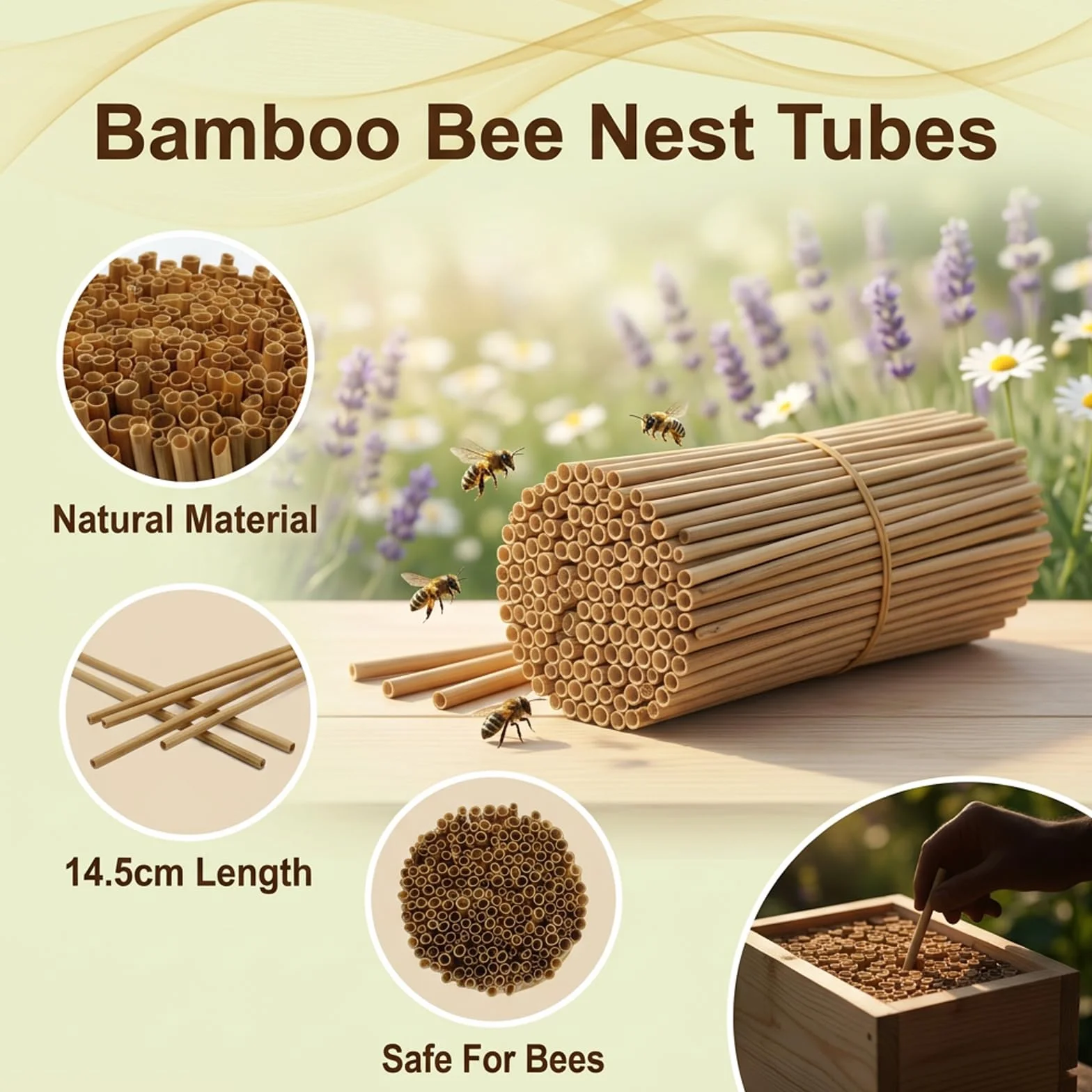 300PCS Pajitas de Trigo para Hotel de Insectos 14,5 cm, Tubo para Nido de Abejas Silvestres, Relleno Natural para Casa de Insectos, Hotel Abejas, Colmenas de Abejas DIY