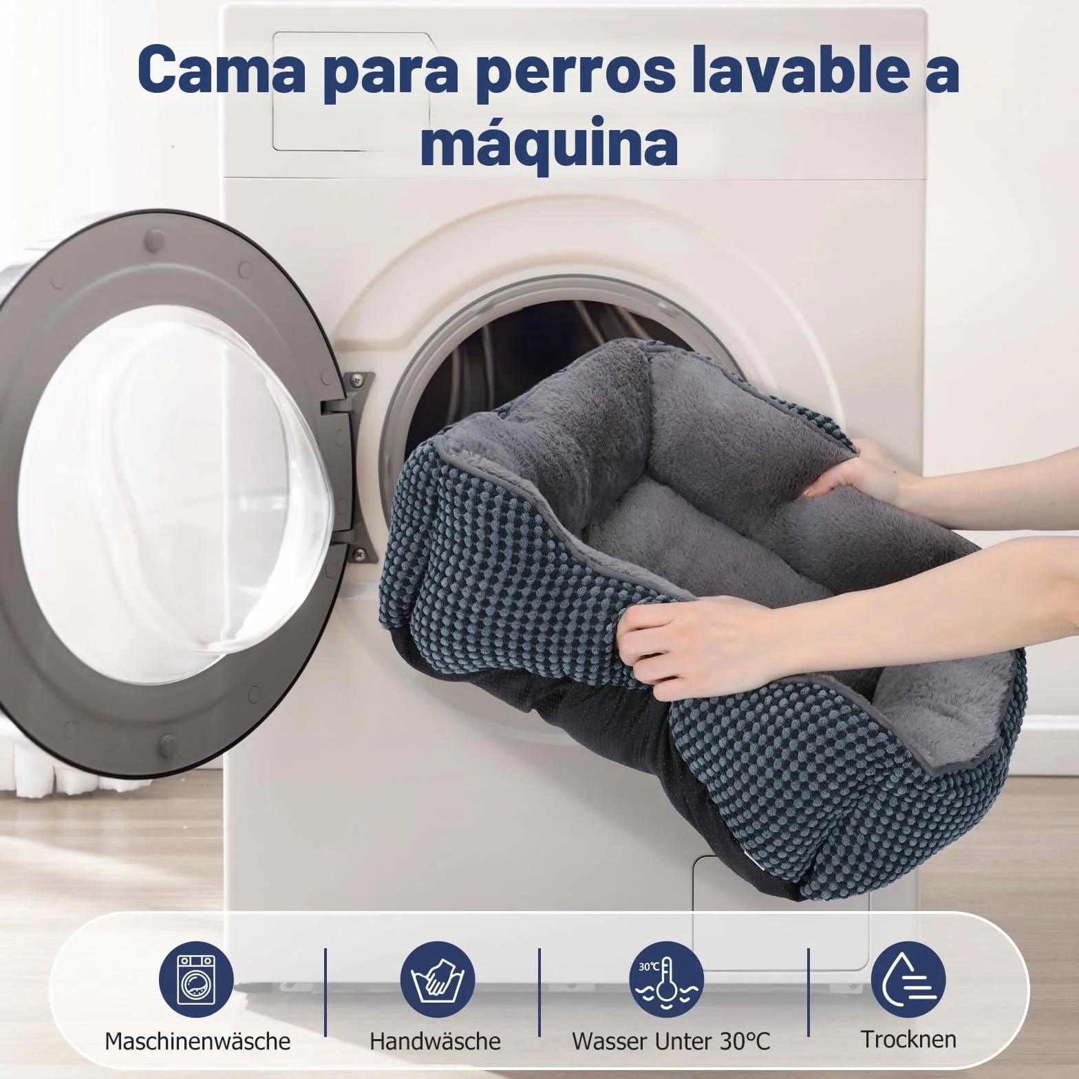 FURTIME Cama Perro, Cama Perros Grande Lavable Esponjosa, Camas Perros Antideslizante Antiansiedad, 89x63x23cm