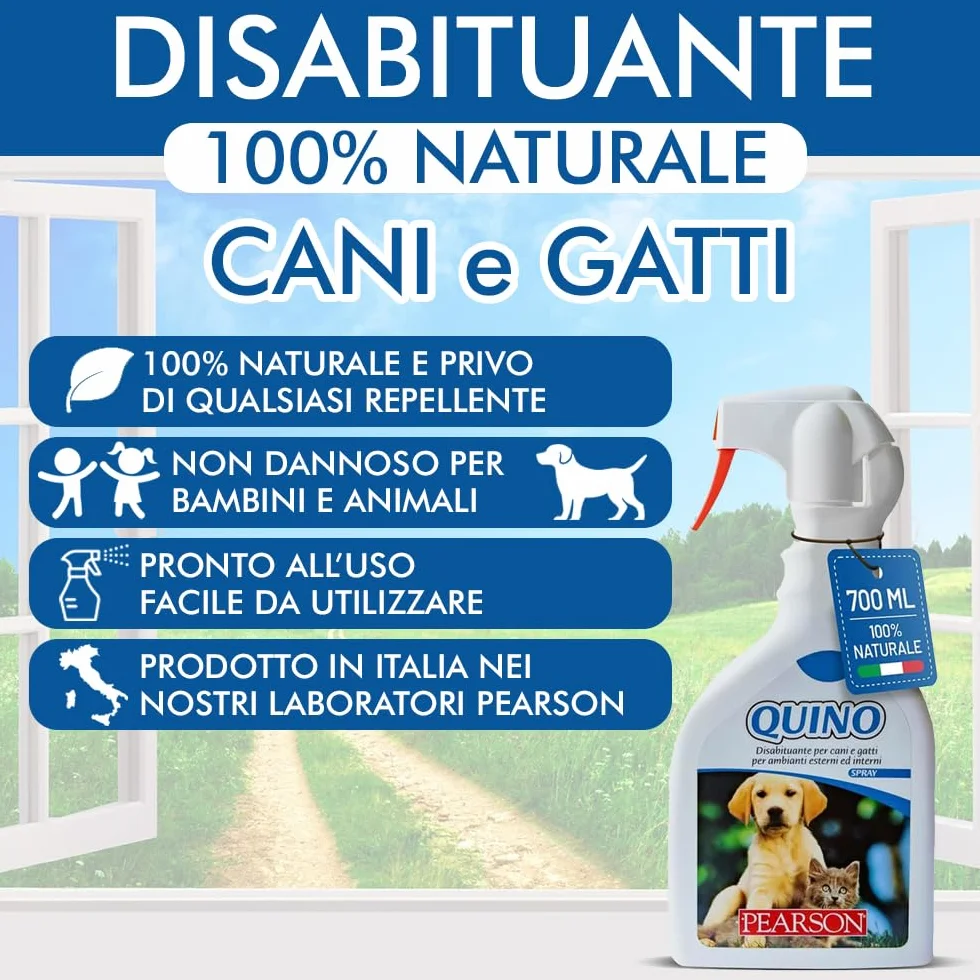 PEARSON Repelente para Gatos y Perros 700ML, Spray Educador para Gatos, Solución Anti Orina para Interiores y Exteriores, Repelente para Perros Made in Italy