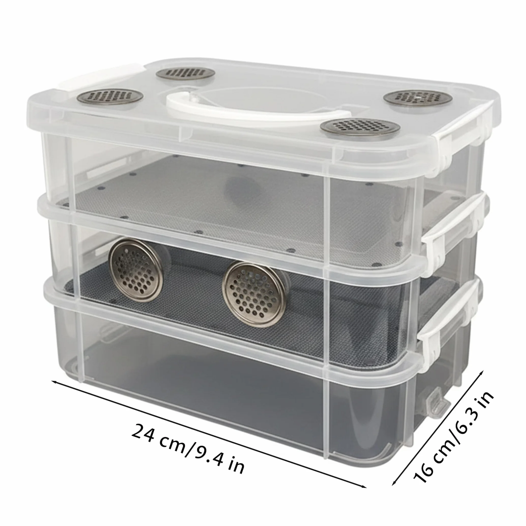 Kit de granja de gusanos, kit de cría de gusanos de la harina, hábitat de plástico transparente con doble ventilación, cerraduras antiescape y accesorios fáciles de limpiar