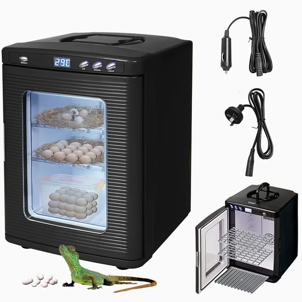 Incubadora de huevos de reptiles, incubadora de laboratorio científico de 25 litros con control de temperatura de 5 ° C-60 °C, pantalla LED, giro automático, ventilación dual para cría de serpientes