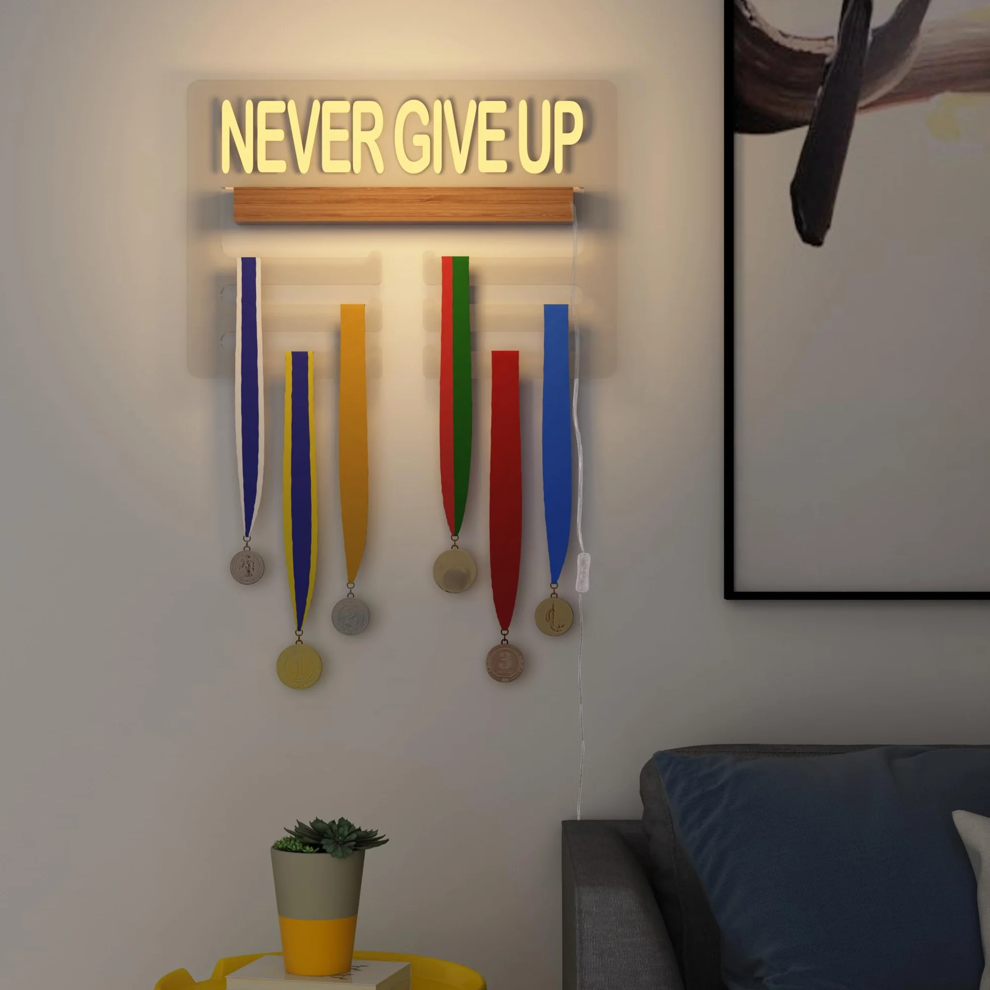 Ammonite Perchero iluminado para medallas soporte de pared estante escalonado para premios