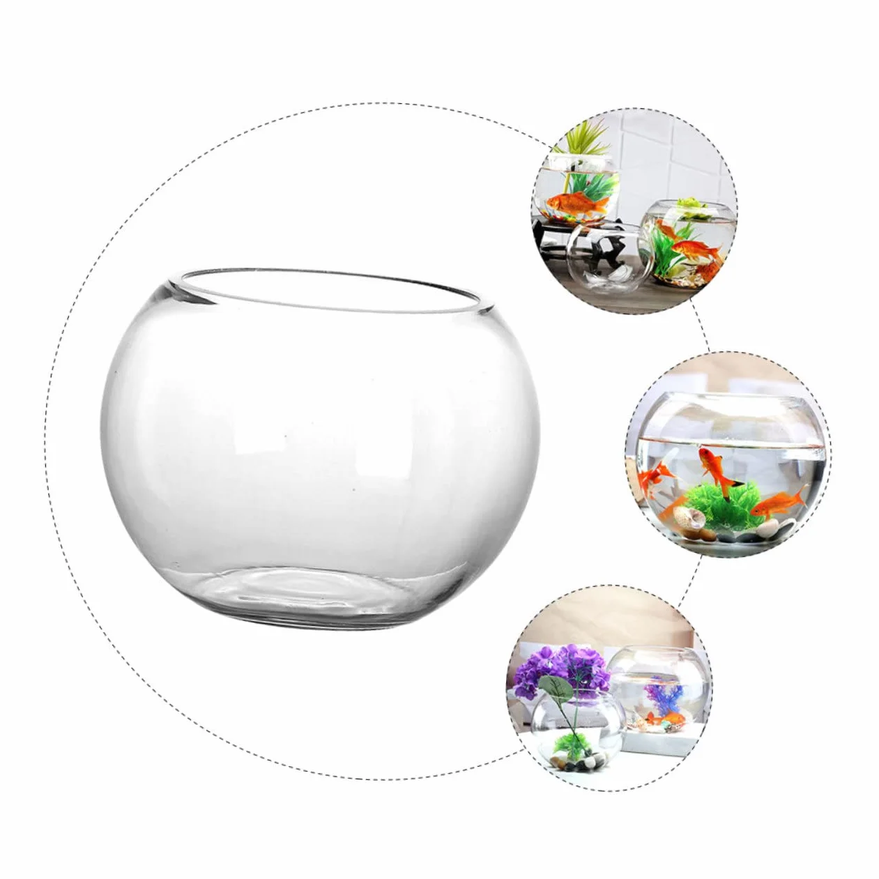 Jarrones redondos para centros de mesa para acuario, jarrón de flores de cristal, jarrones transparentes, jarrón ancho de flores, recipiente para estación de cultivo, velas flotantes, pecera