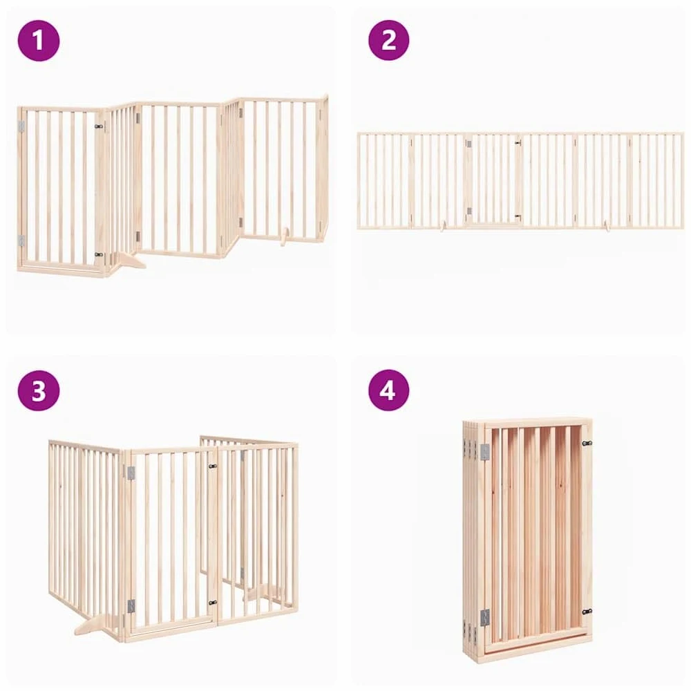 vidaXL Puerta para Perros con Puerta Plegable de 6 Paneles, 300 cm,