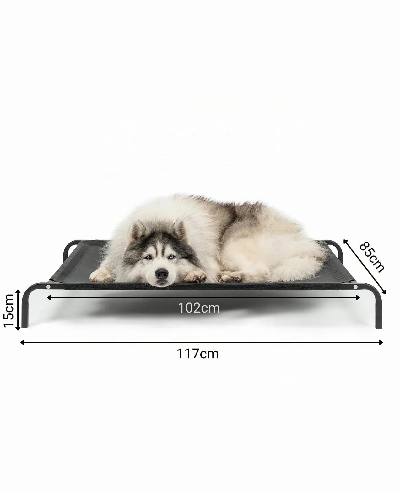 lionto Cama elevada para Perros Tejido en Textilene, (XL) 117x85 cm Negro
