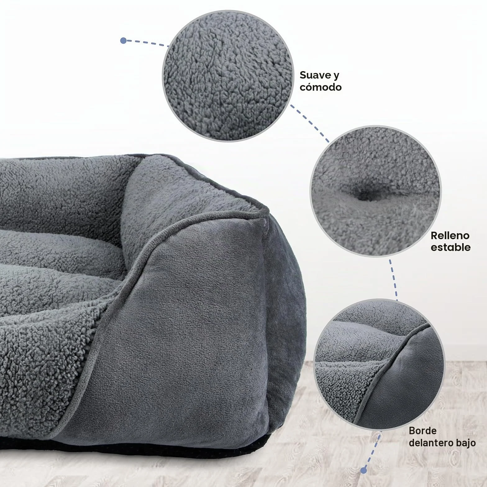 FURTIME Cama Perros Medianos, Cama Perro Lavable Esponjosa, Antideslizante Anti-ansiedad Camas para Perros Suave Transpirable Cómoda, 76x61x23cm