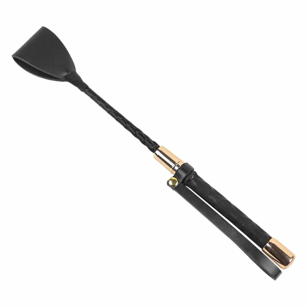 Fusta para Caballo Negra 30 cm Mango Gel Antideslizante