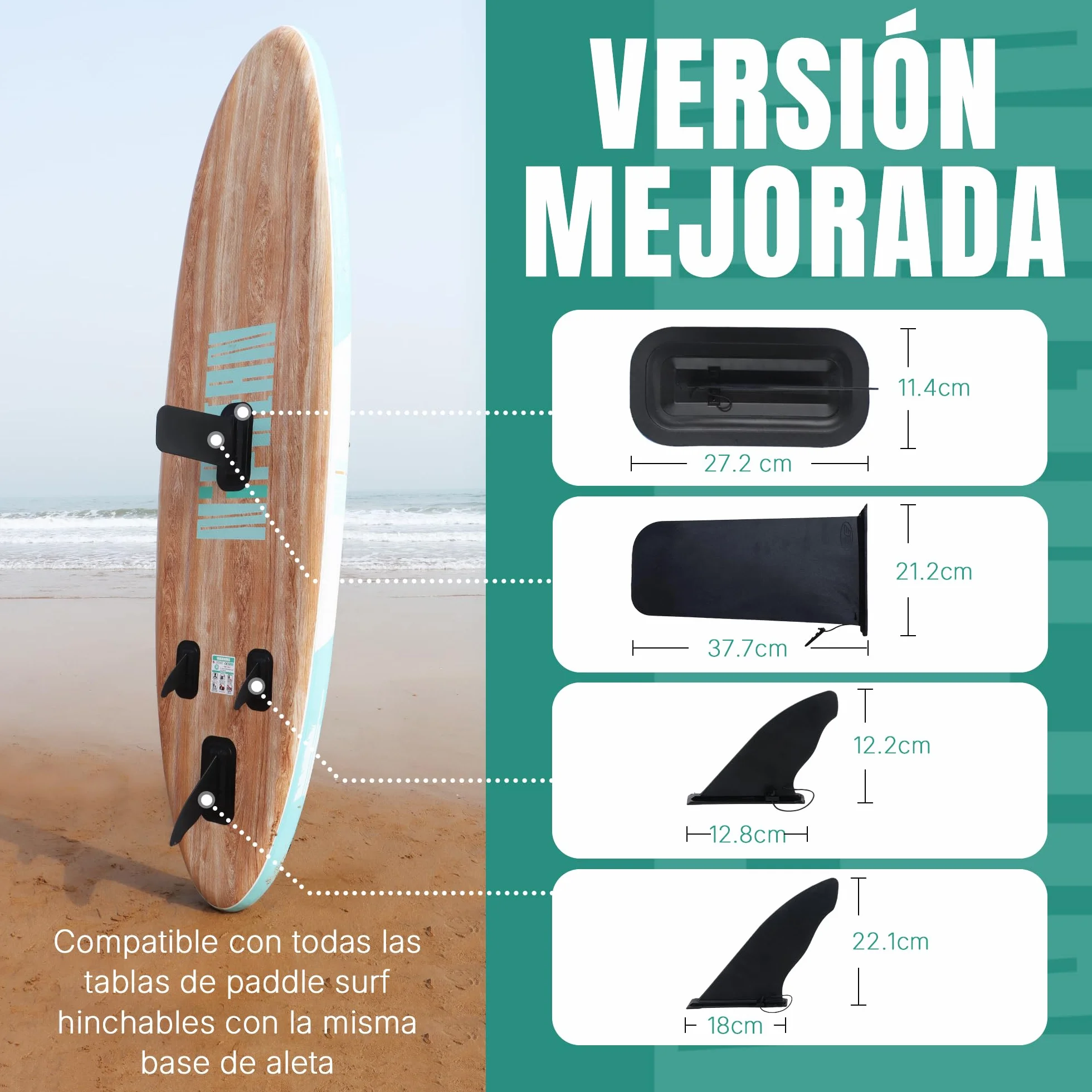 Aleta de Tabla de Paddle 4/9/15 Pulgadas de Repuesto para Olas - Accesorio Duradero para Tablas de Paddle de pie