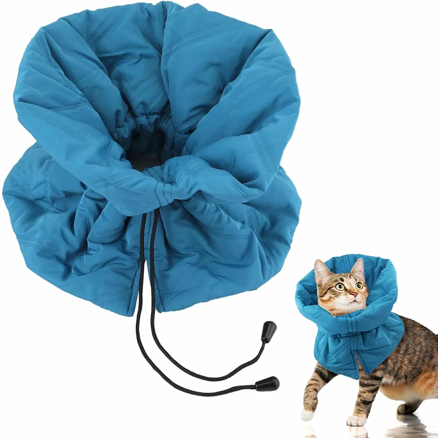 Collar de Recuperación para Gatos, Suave Ajustable Isabelino Protector, Evita Que se Laman - para Gatitos (Azul, S)